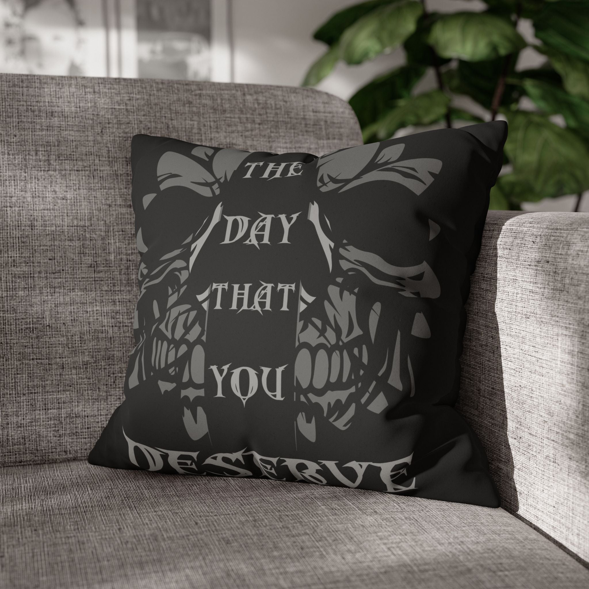 Gothic Floral Skull Throw Pillow — Dark Botanical Moody Home Decor