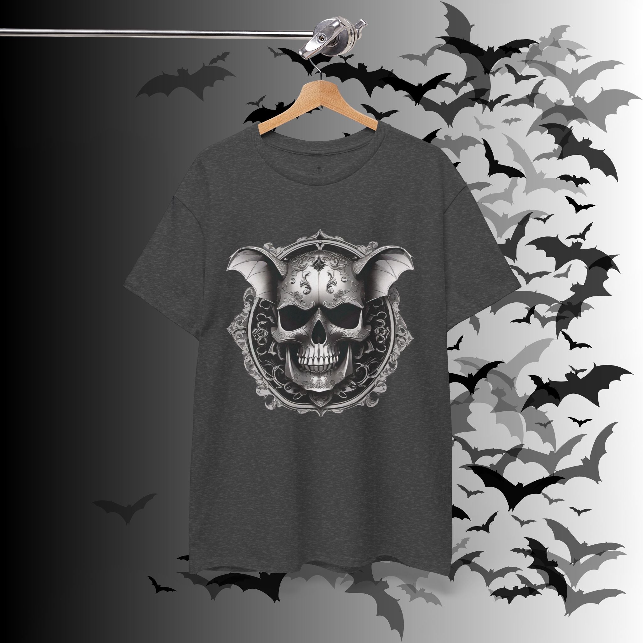 Gothic Bat Skull Crest T-Shirt — Dark Academia Graphic Tee