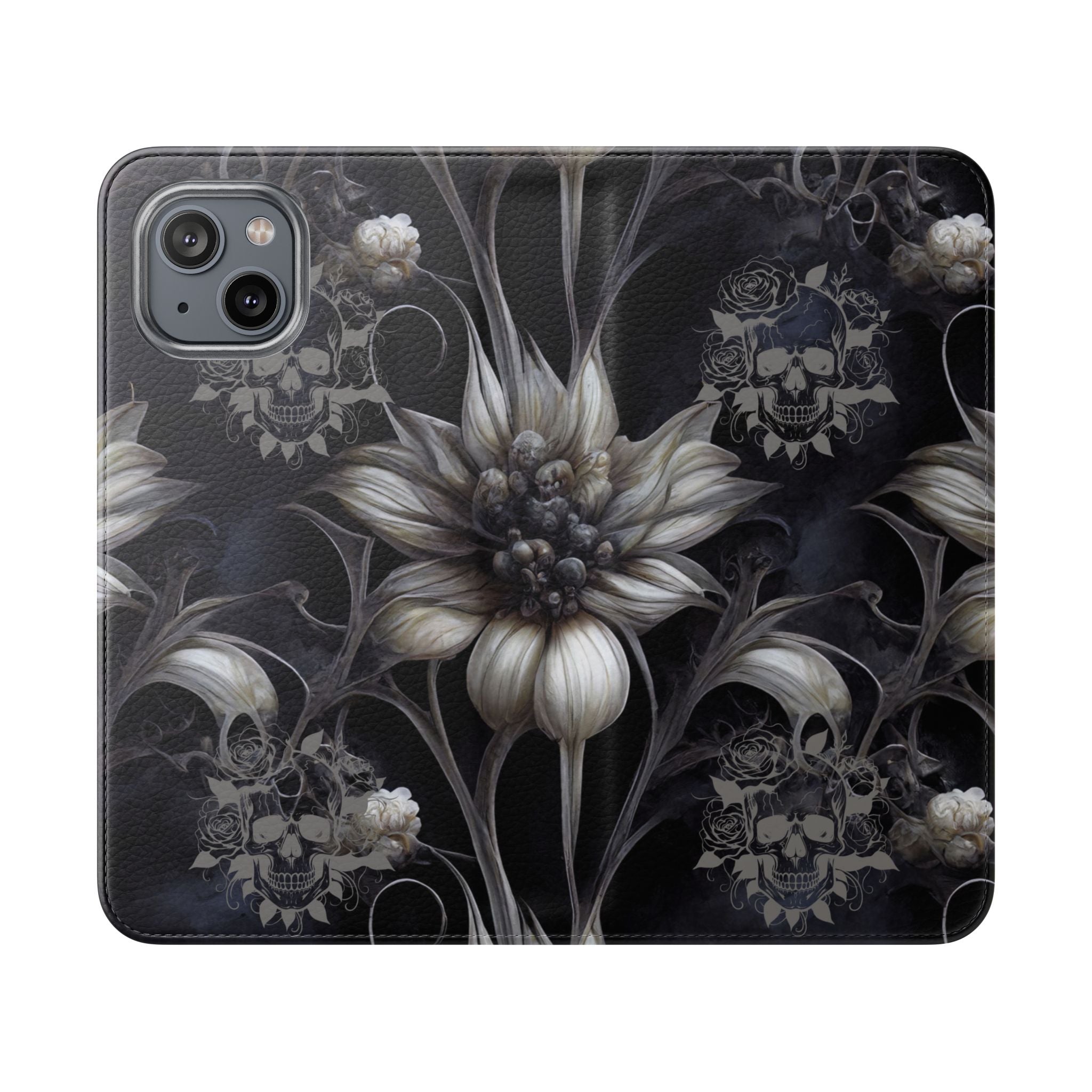 Goth Botanical Flip Wallet Case for iPhone and Samsung Galaxy Phones