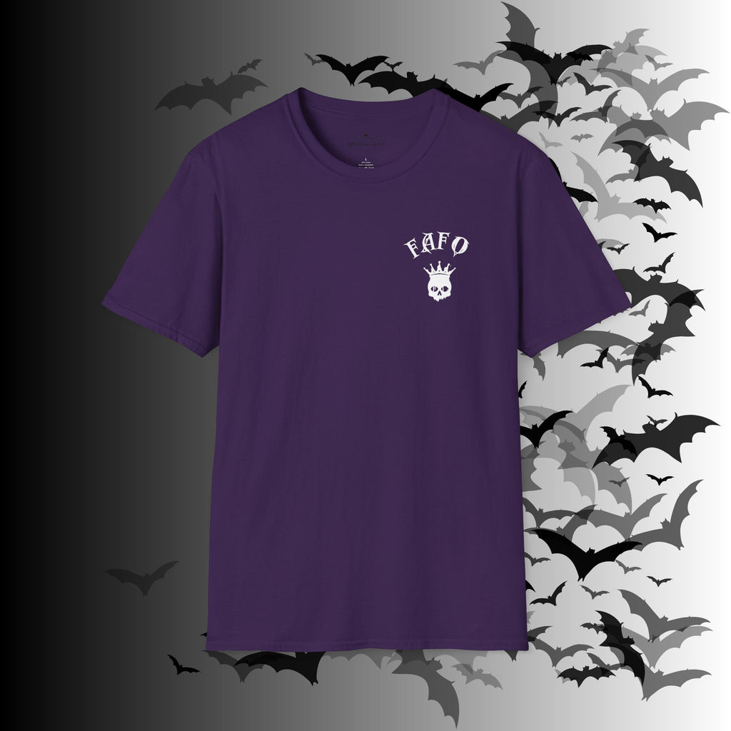"FAFO" I Identify As A Threat T-Shirt — White Print Front & Back Gothic Tee
