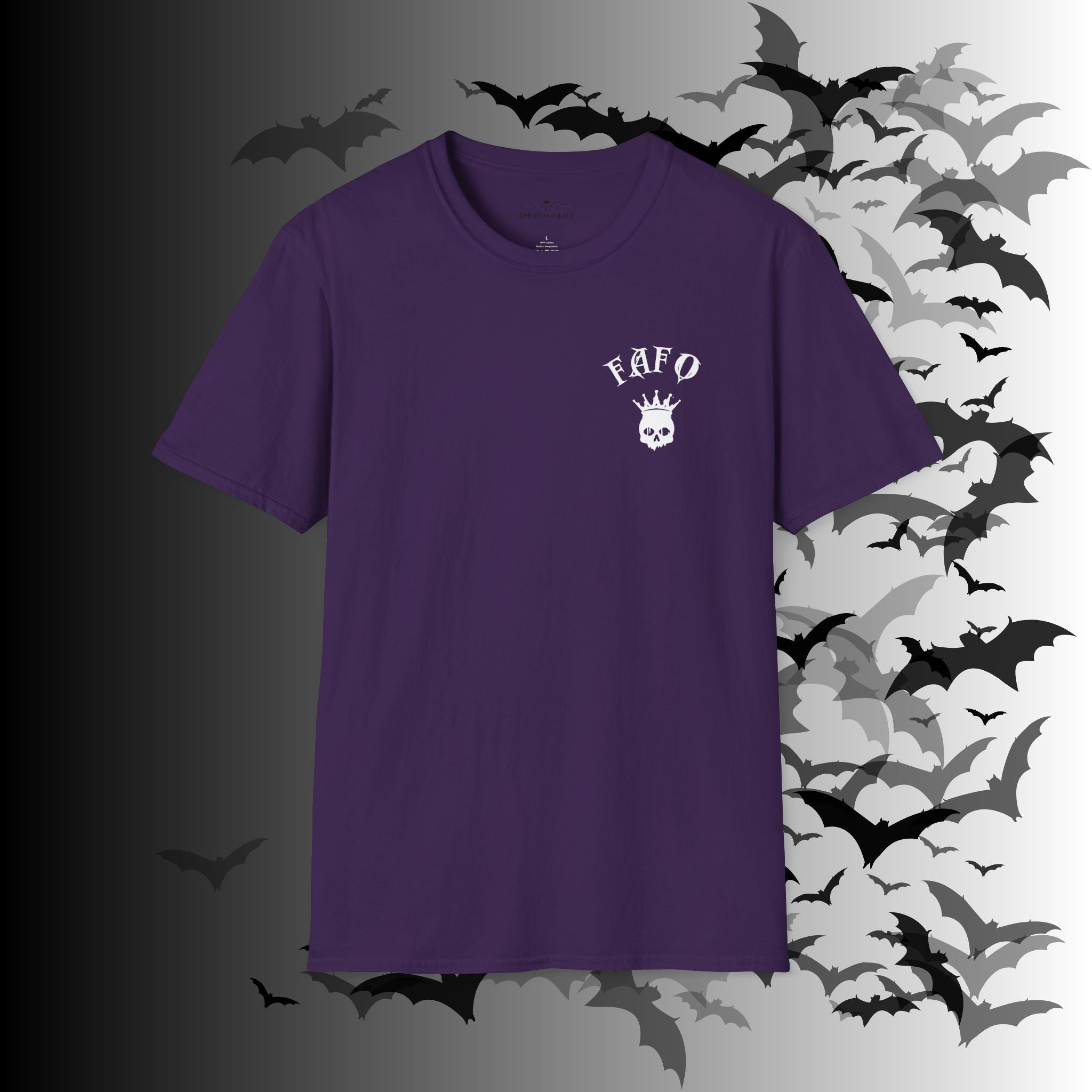 "FAFO" I Identify As A Threat T-Shirt — White Print Front & Back Gothic Tee