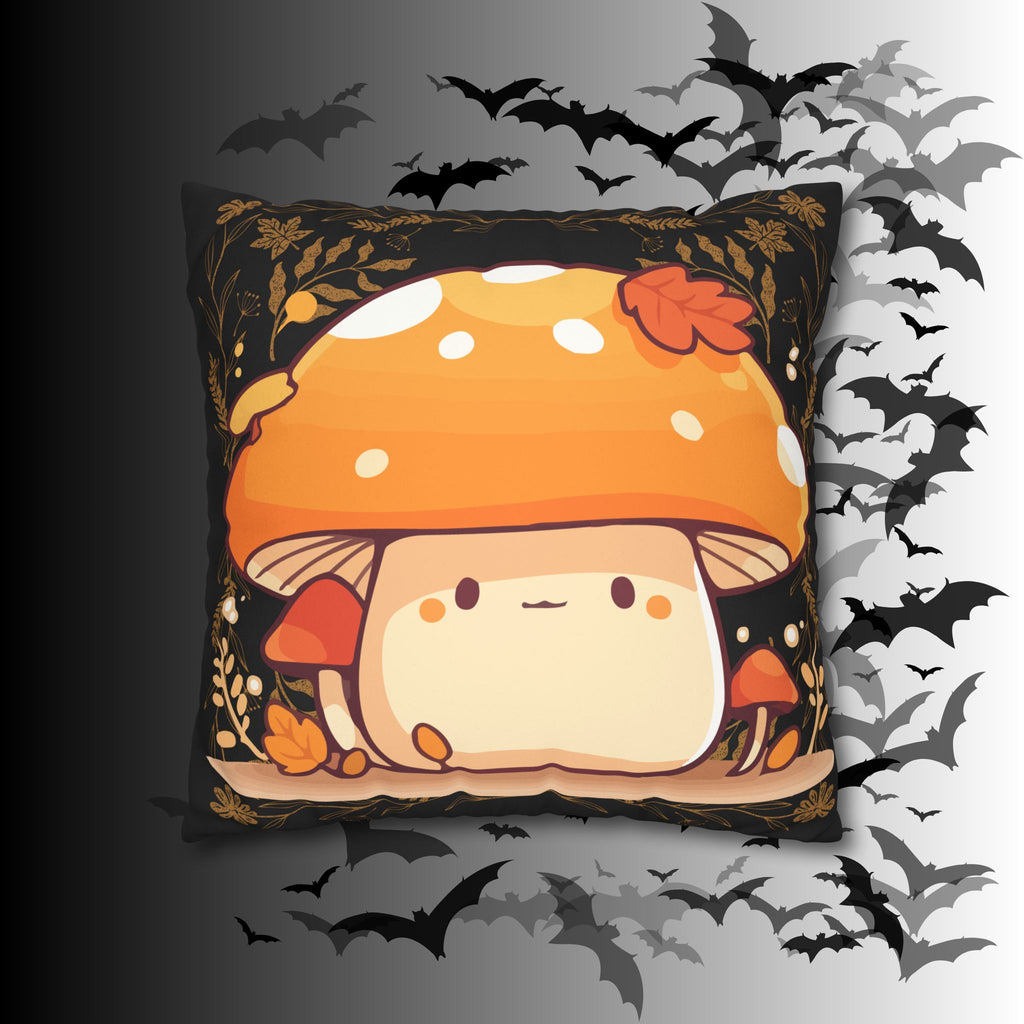 Dark Cottagecore Mushroom Throw Pillow — Forest Witch Kawaii Home Decor