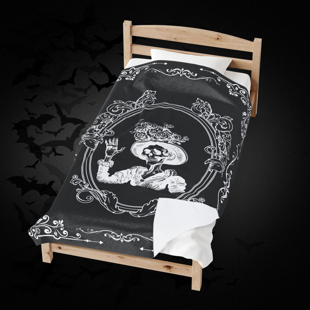 Victorian Skeleton Throw Blanket — Gothic Dark Academia Home Decor