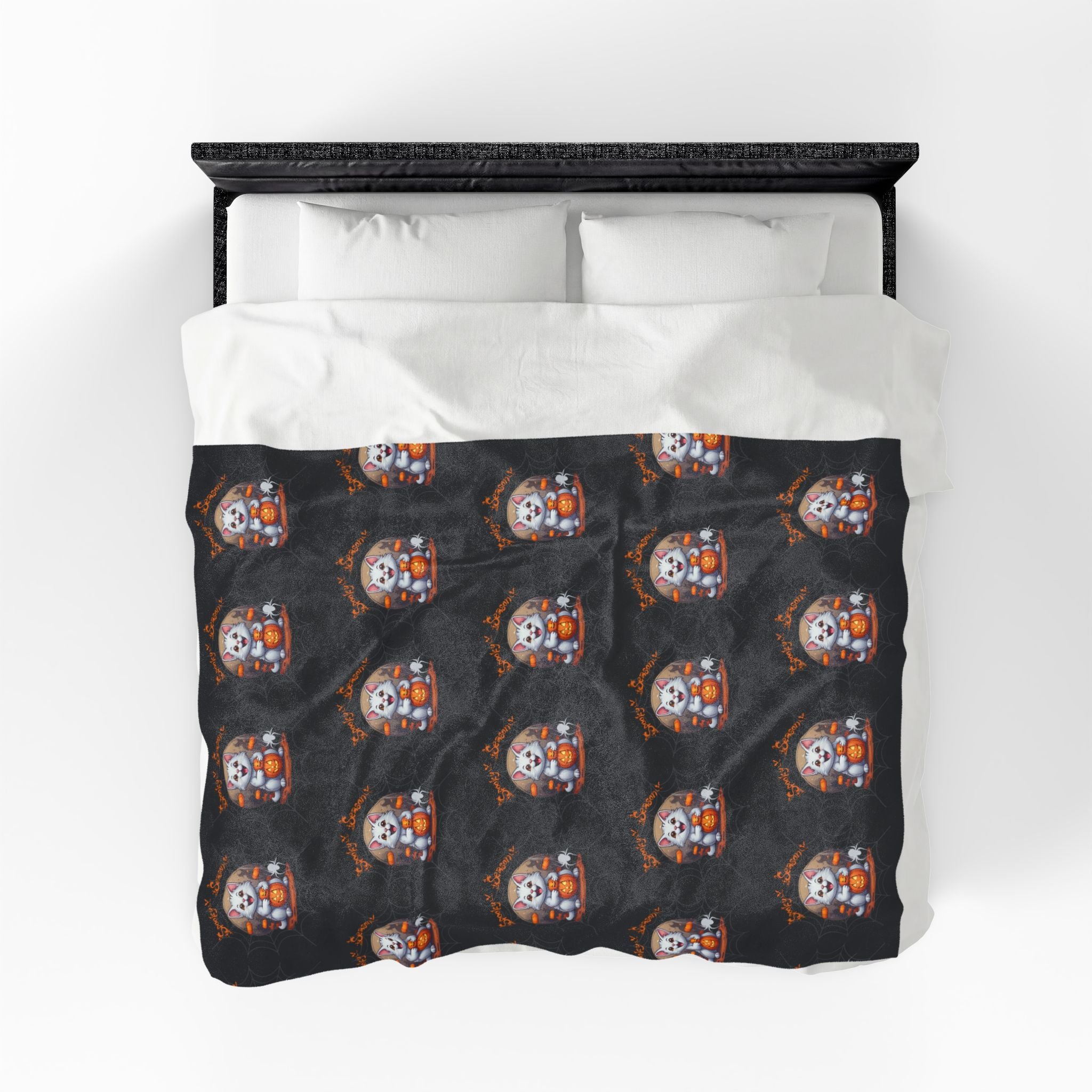 Spooky Season Cat Halloween Throw Blanket — Pumpkin Gothic Home Decor