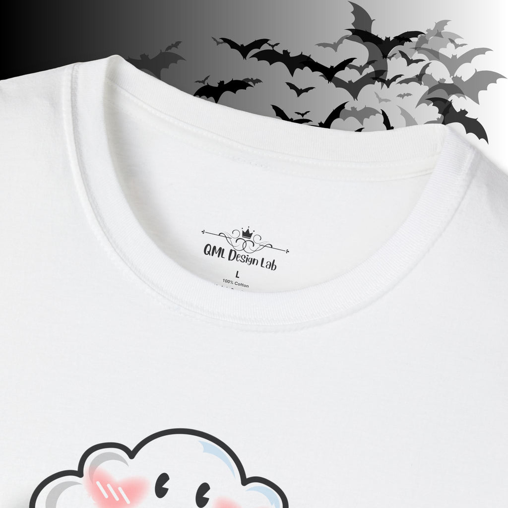 Rainbow Vomit Cloud Bat T-Shirt — Kawaii Goth Pride Unisex Tee