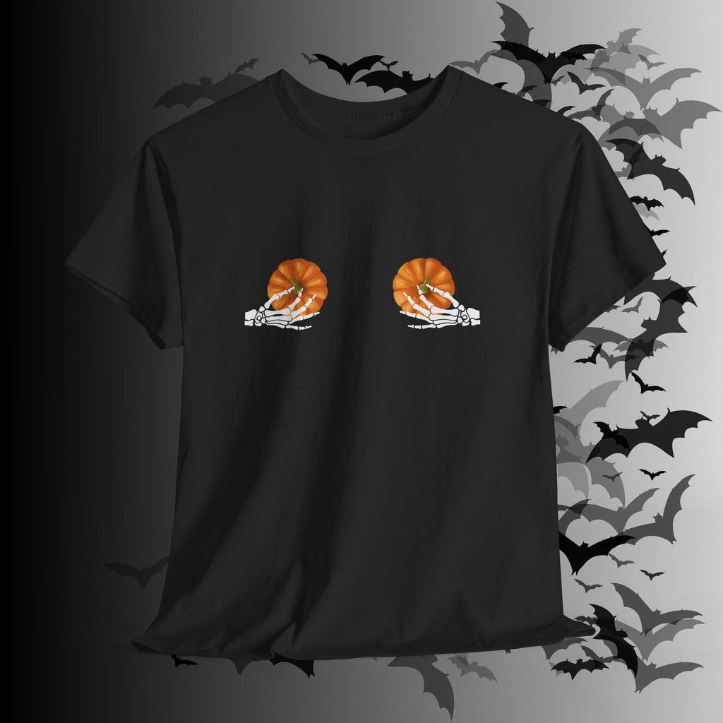 Skeleton Hands Pumpkin Halloween T-Shirt — Funny Spooky Season Tee