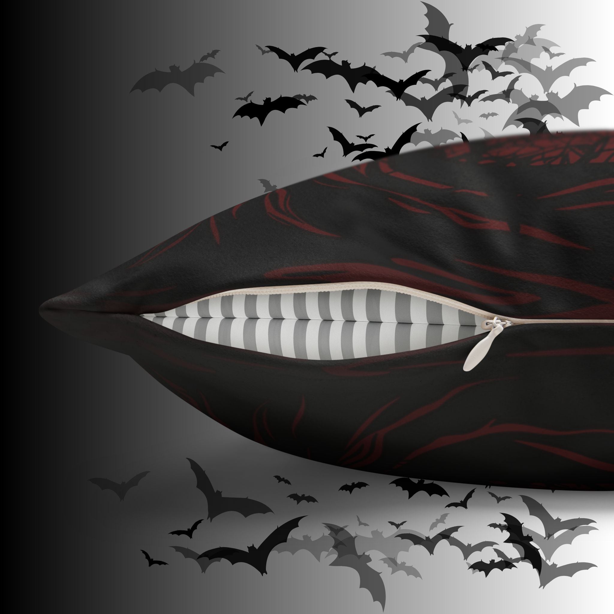 Gothic Ghost Cobweb Moon Throw Pillow — Spooky Halloween Dark Home Decor