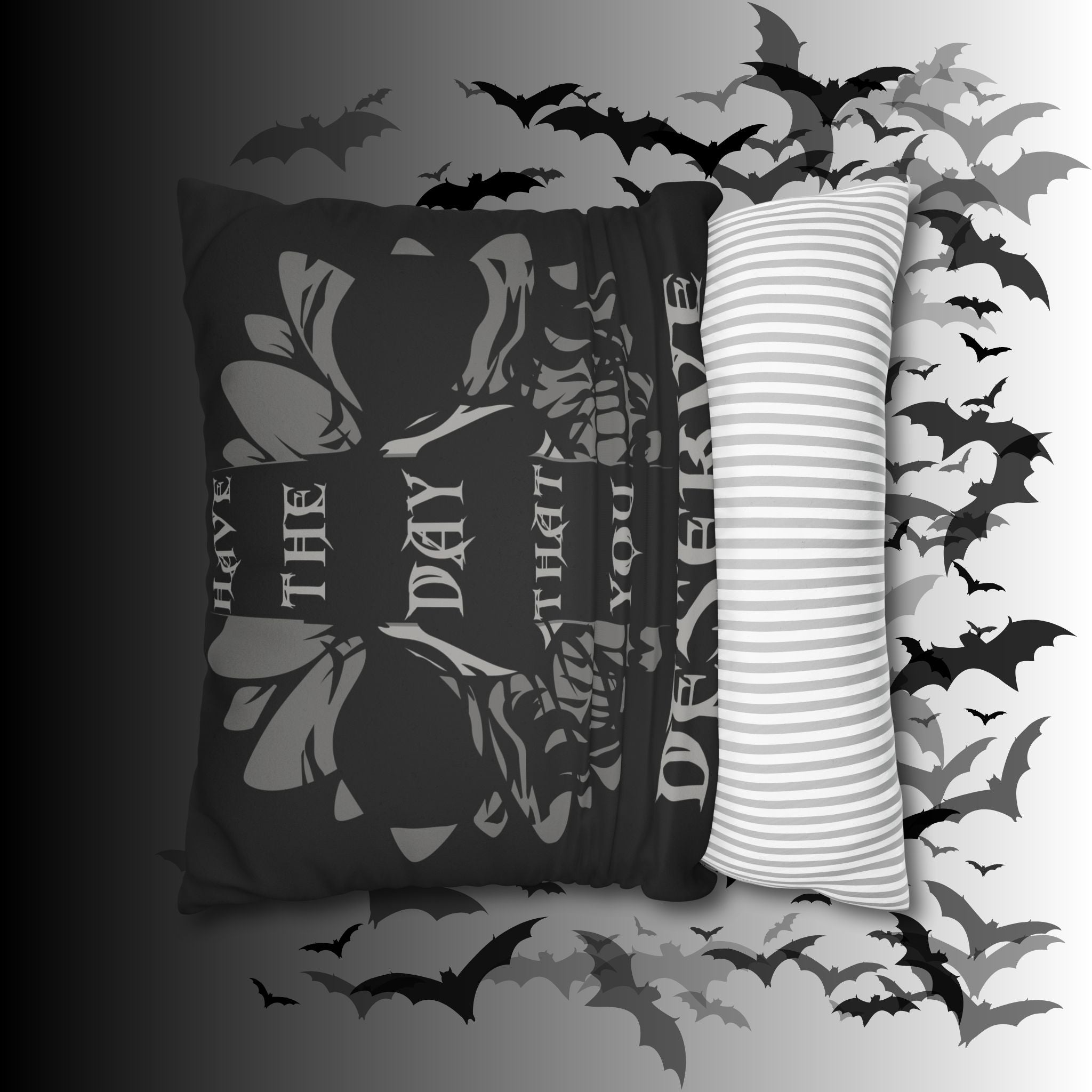 Gothic Floral Skull Throw Pillow — Dark Botanical Moody Home Decor