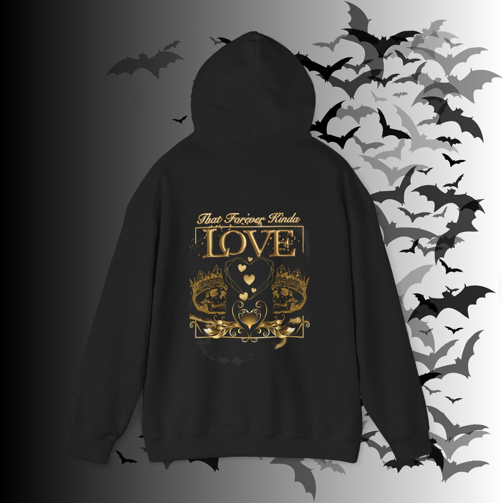 That Forever Kinda Love Hoodie — Gothic Gold Skull Couples Pullover