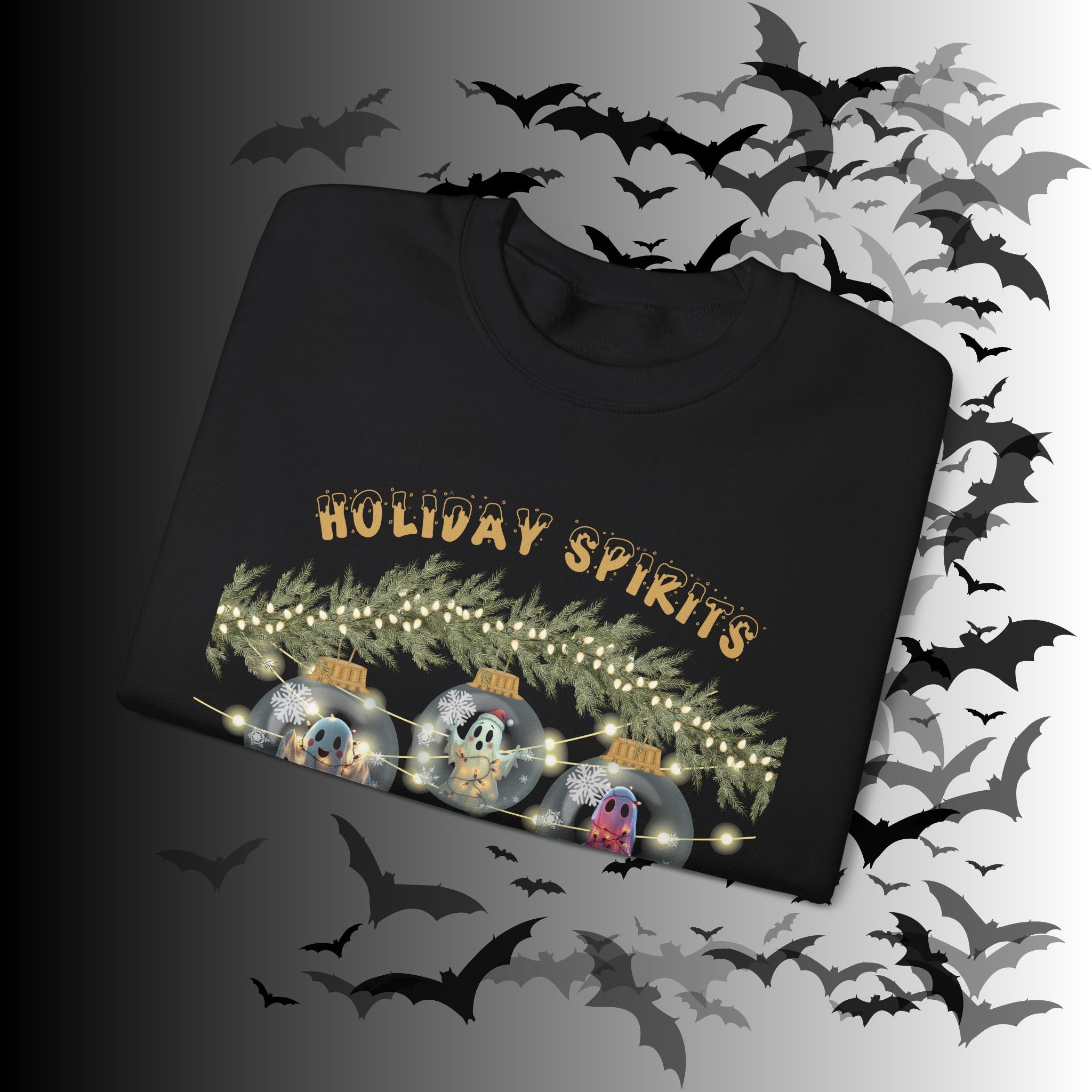 Holiday Spirits Crewneck Sweatshirt — Ghost Christmas Ornament Gothmas