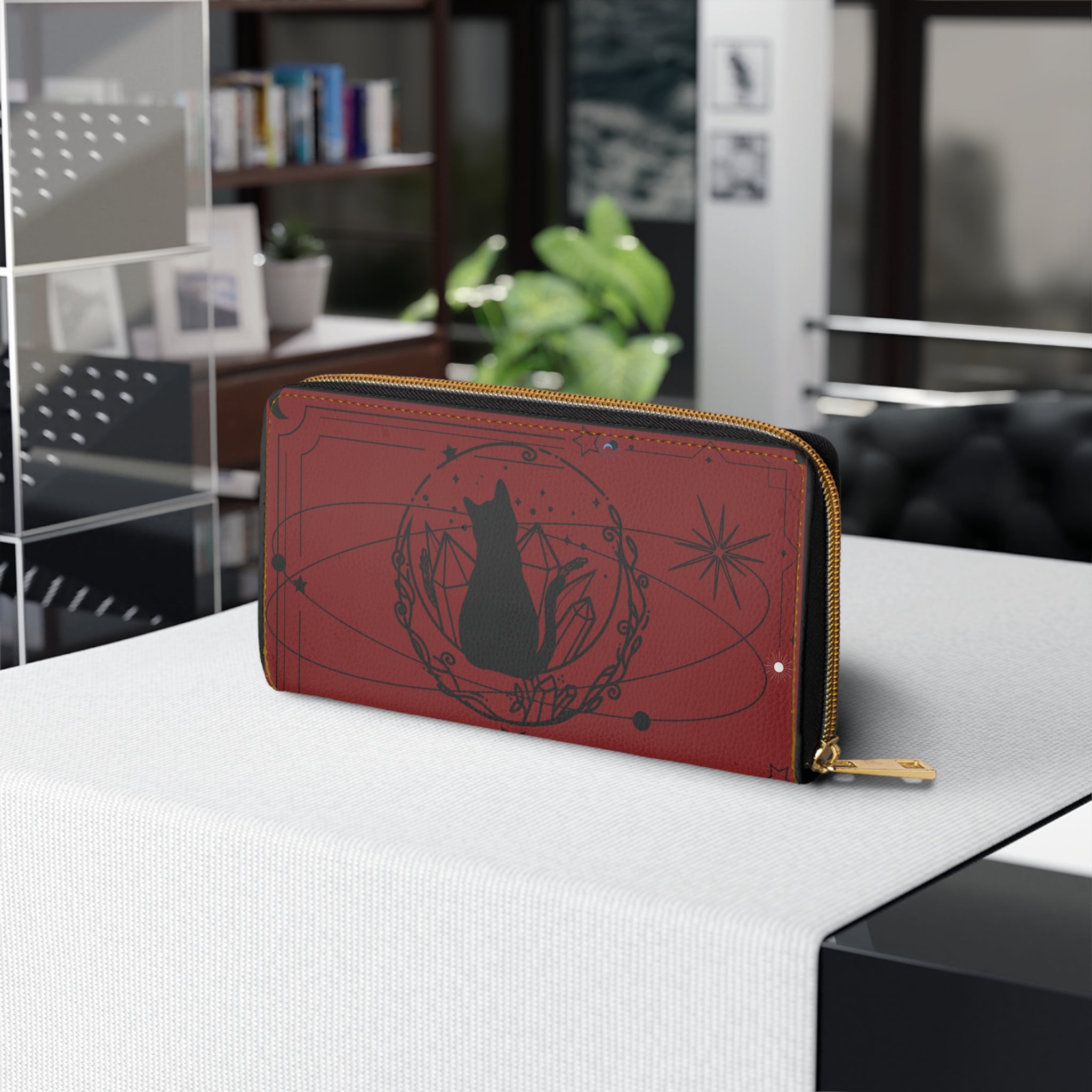 Goth Wallet Dark Academia Celestial Cat Zipper Wallet