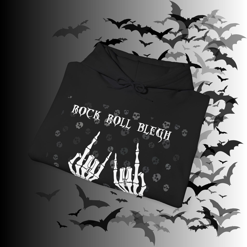 Rock Roll Blegh Hoodie — Skeleton Hands Gothic Music Pullover