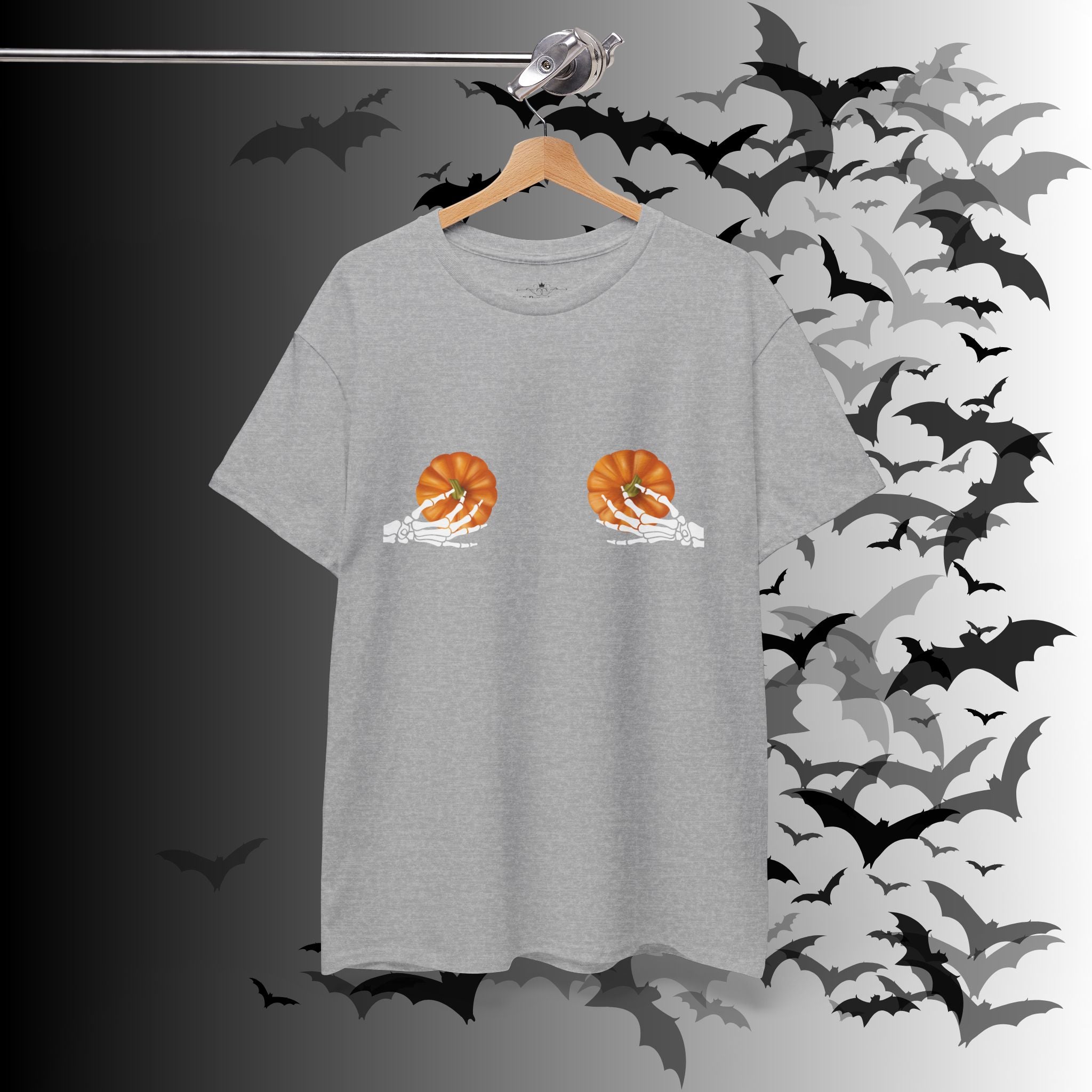 Skeleton Hands Pumpkin Halloween T-Shirt — Funny Spooky Season Tee