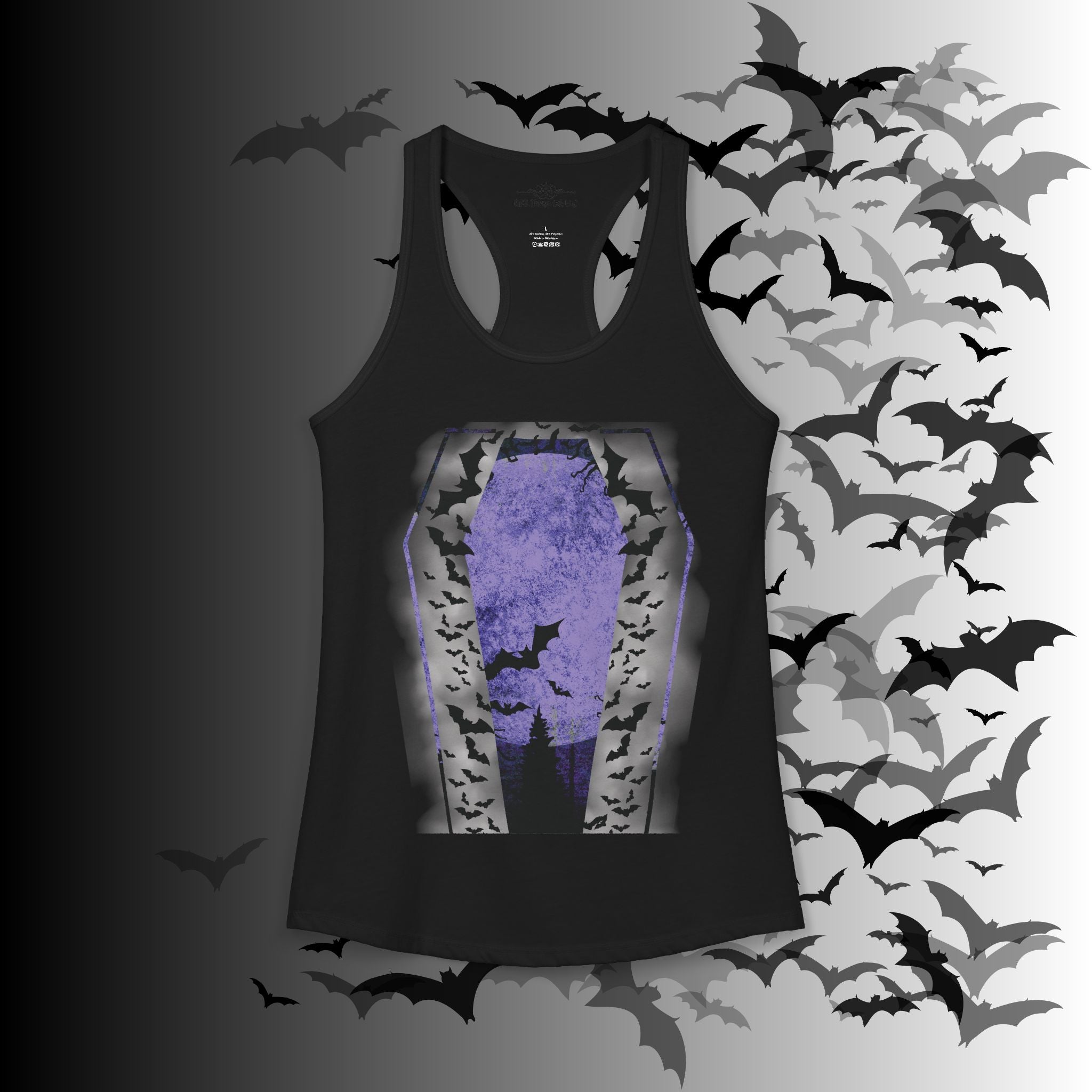 Gothic Coffin Bats Lunar Witch Tank Top — Racerback Sleeveless Top