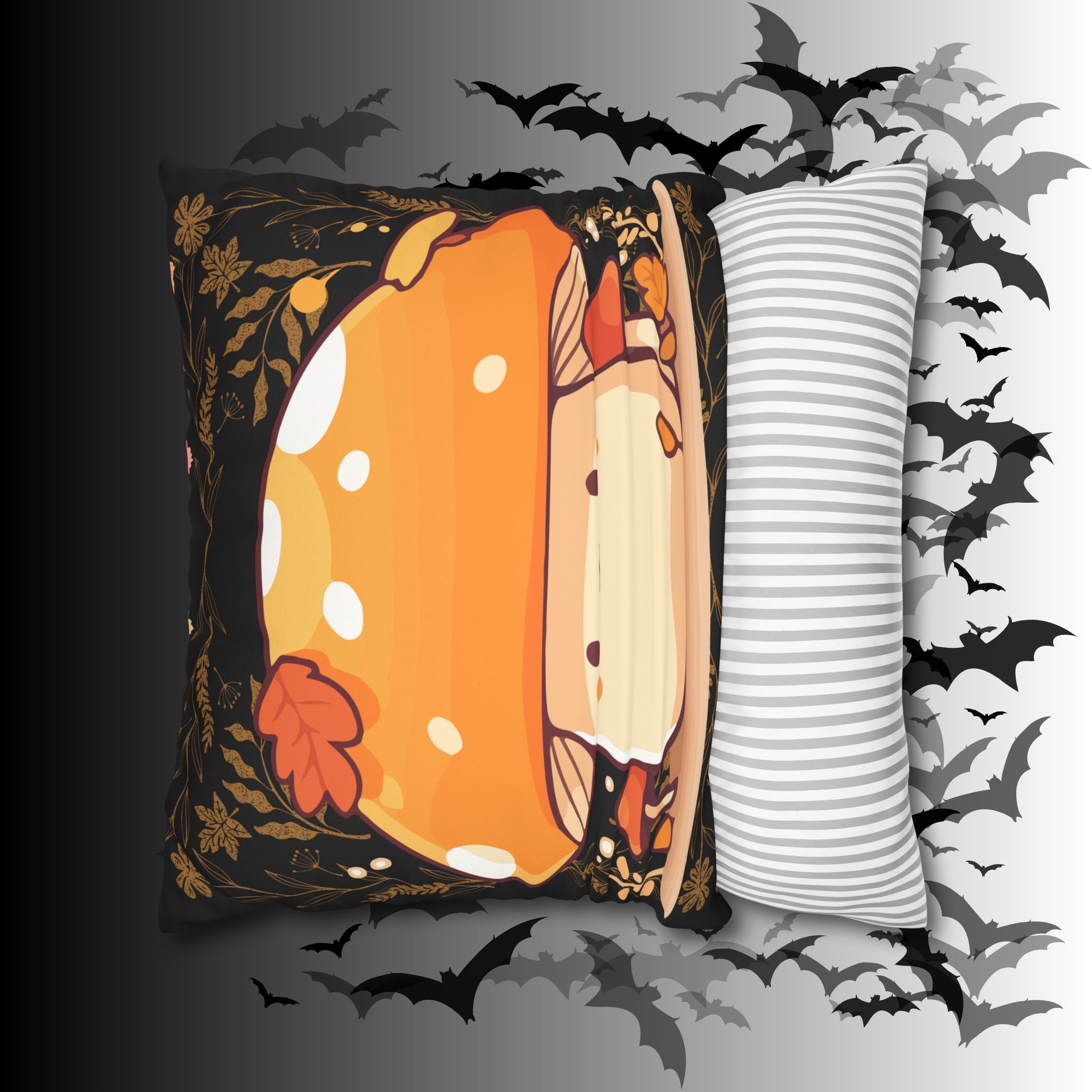 Dark Cottagecore Mushroom Throw Pillow — Forest Witch Kawaii Home Decor