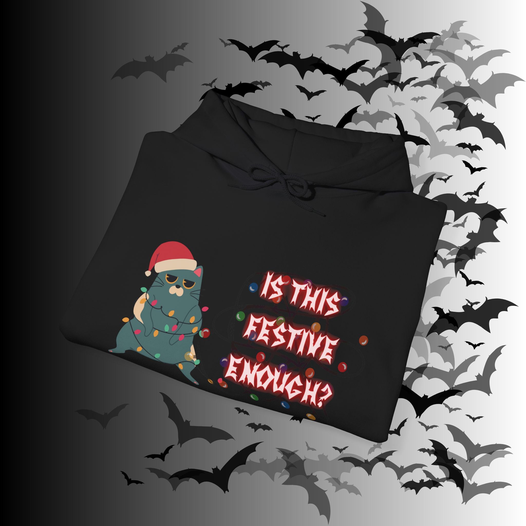 Is This Festive Enough Cat Hoodie — Grumpy Christmas Cat Pullover