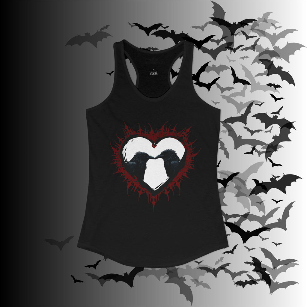 Gothic Raven Heart Racerback Tank Top — Dark Romance Corvid Tank