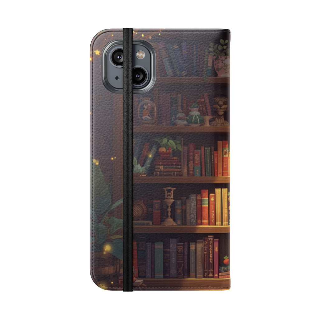 Whimsigoth Bookcase Wallet Flip Case - Romantasy Reader Phone Wallet - Book Pattern Flip Case - Bookish Phone Case