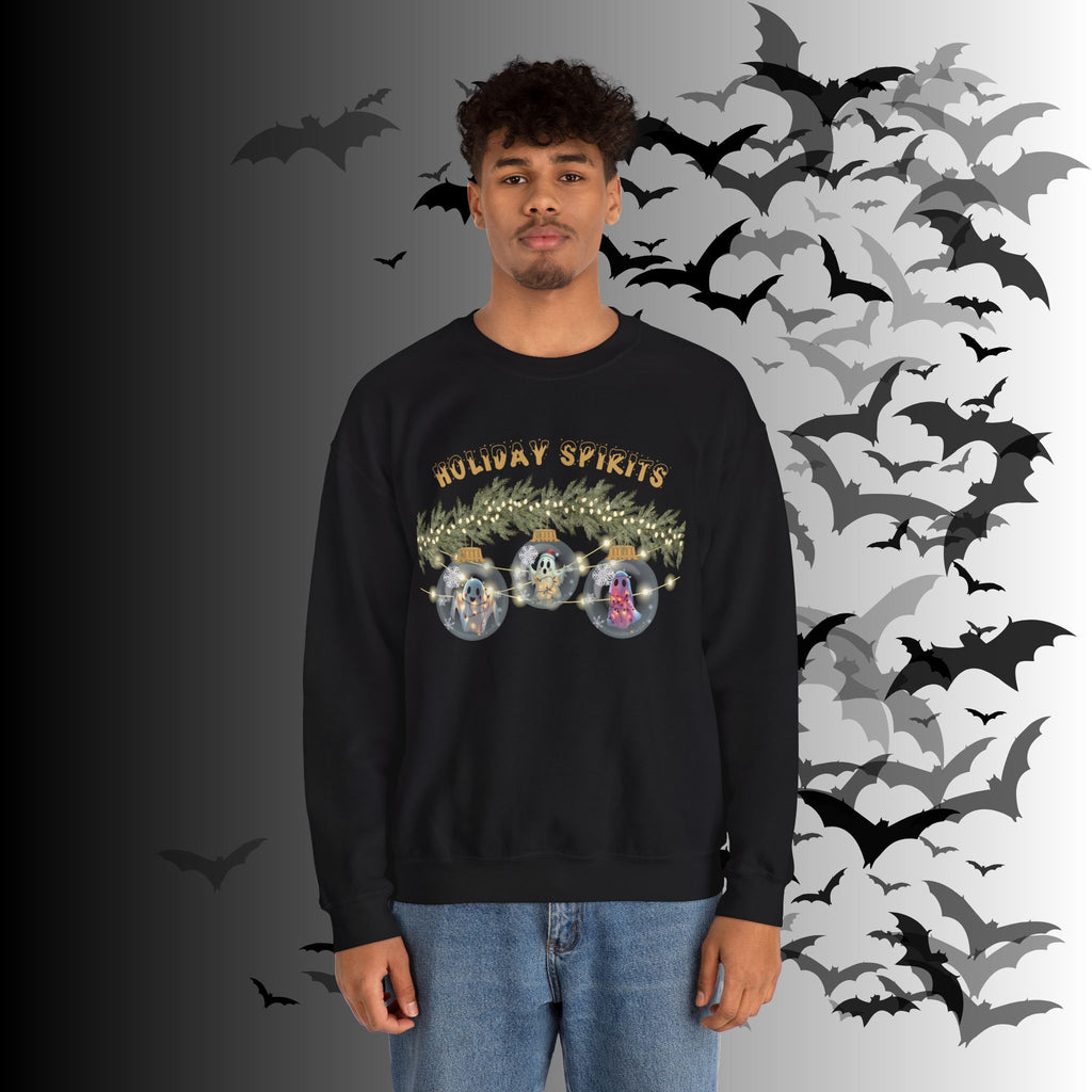 Holiday Spirits Crewneck Sweatshirt — Ghost Christmas Ornament Gothmas
