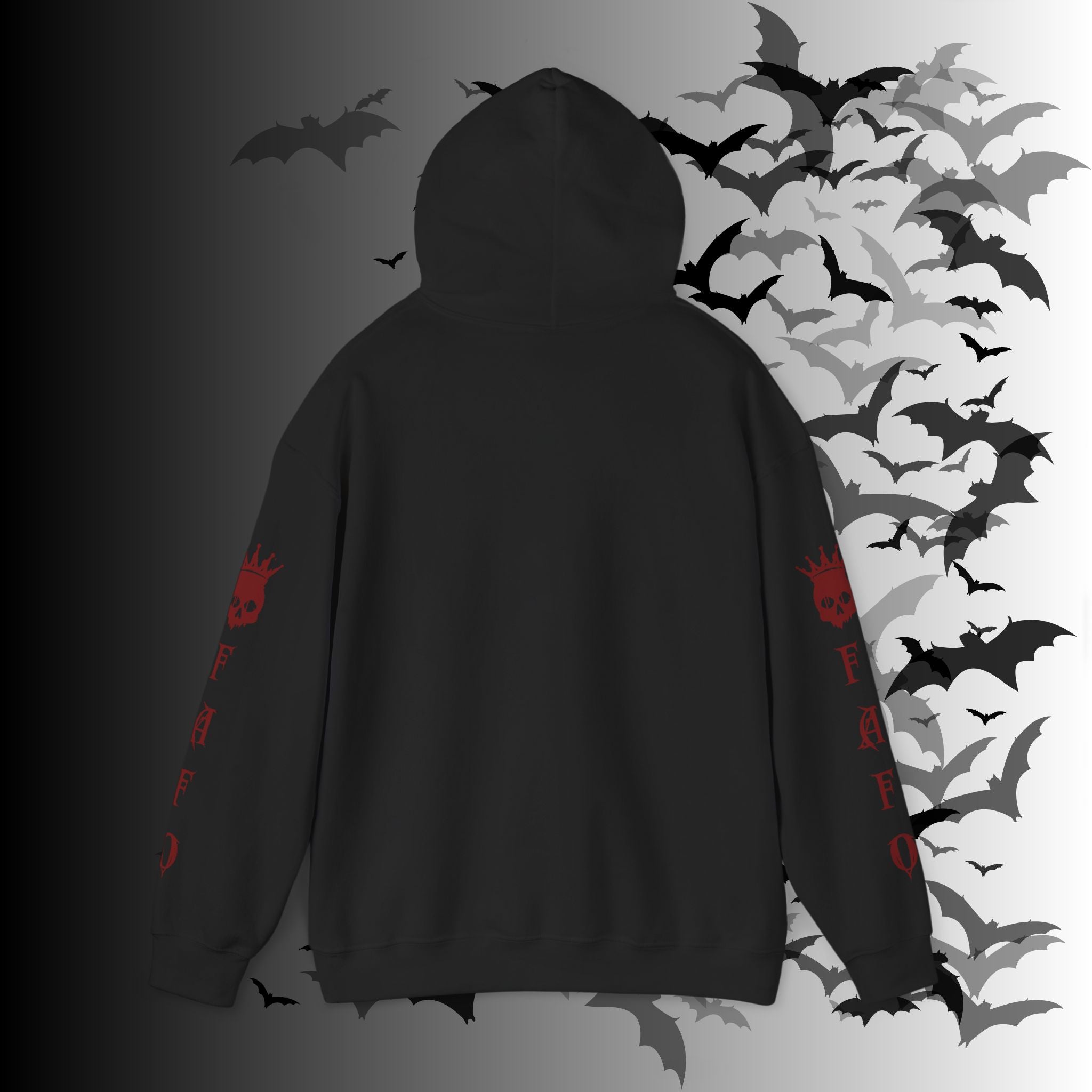 I Identify As a Threat Hoodie — Gothic Skull Sleeve Print Fuck Around Find Out