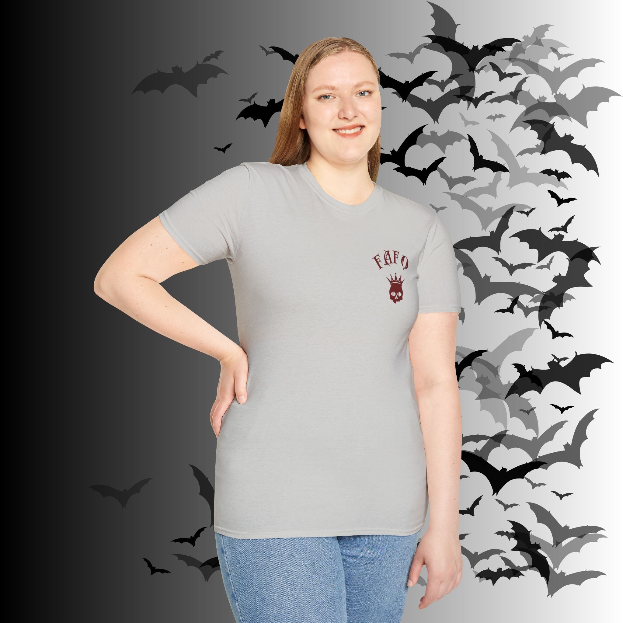 "FAFO" I Identify As A Threat T-Shirt — Gothic Humor Front & Back Print