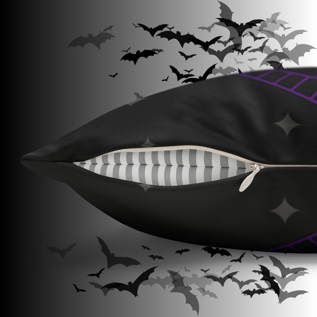 Purple Celestial Snake Moon Phases Throw Pillow — Witchy Gothic Dark Home Decor