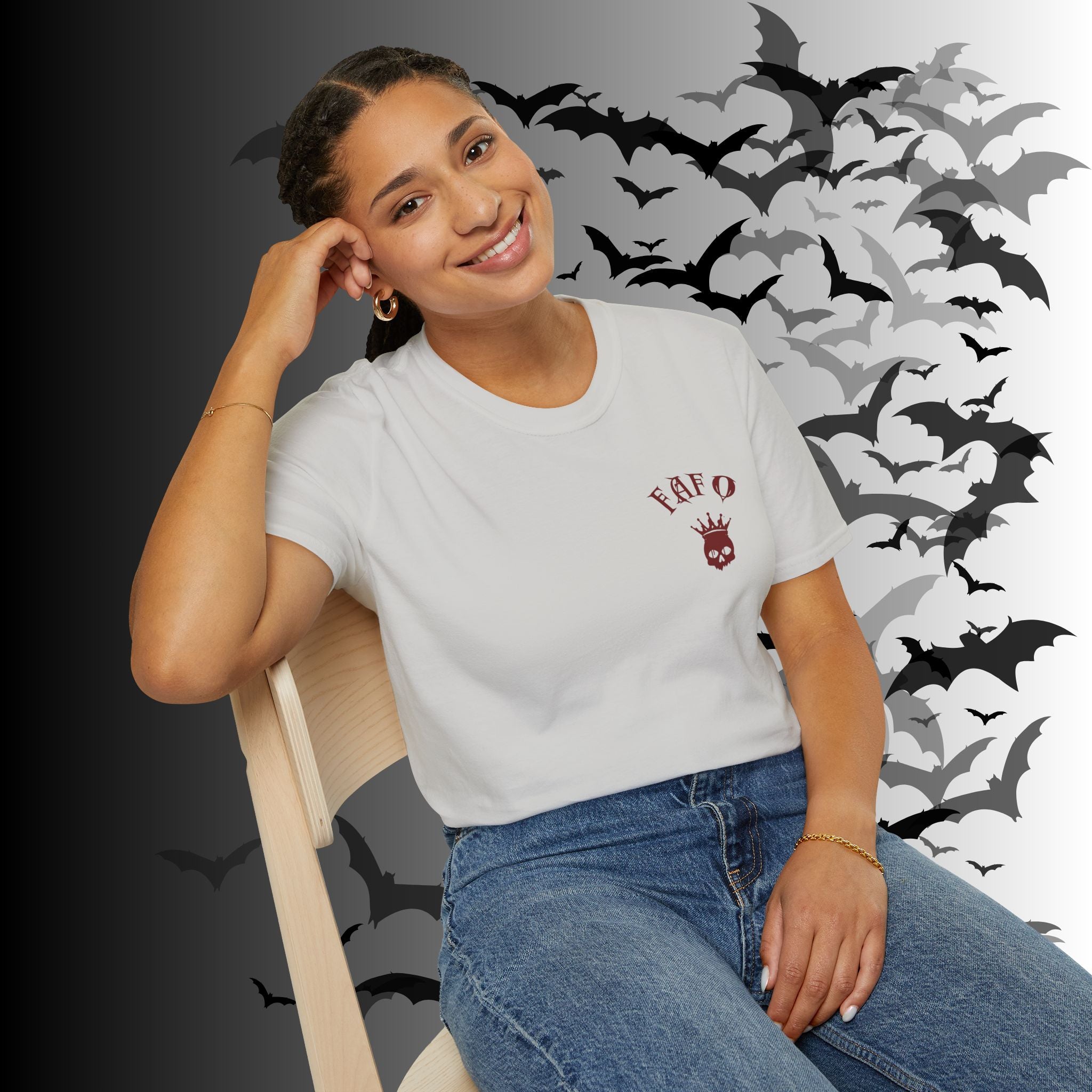 "FAFO" I Identify As A Threat T-Shirt — Gothic Humor Front & Back Print