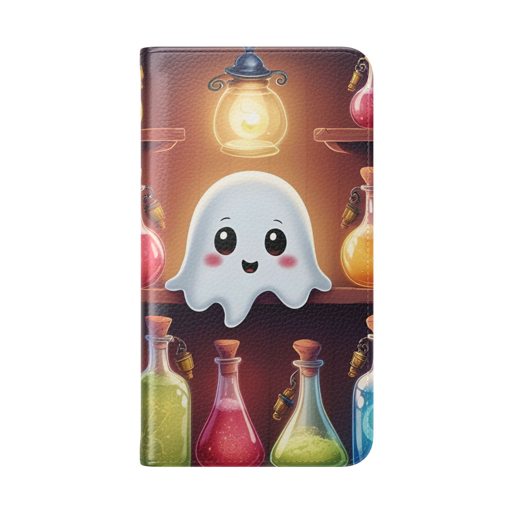 Apothecary Ghost Flip Wallet Case - Spooky Halloween Phone Case - Gothic Ghost Smartphone Case -  Ghost on a Shelf Wallet Case