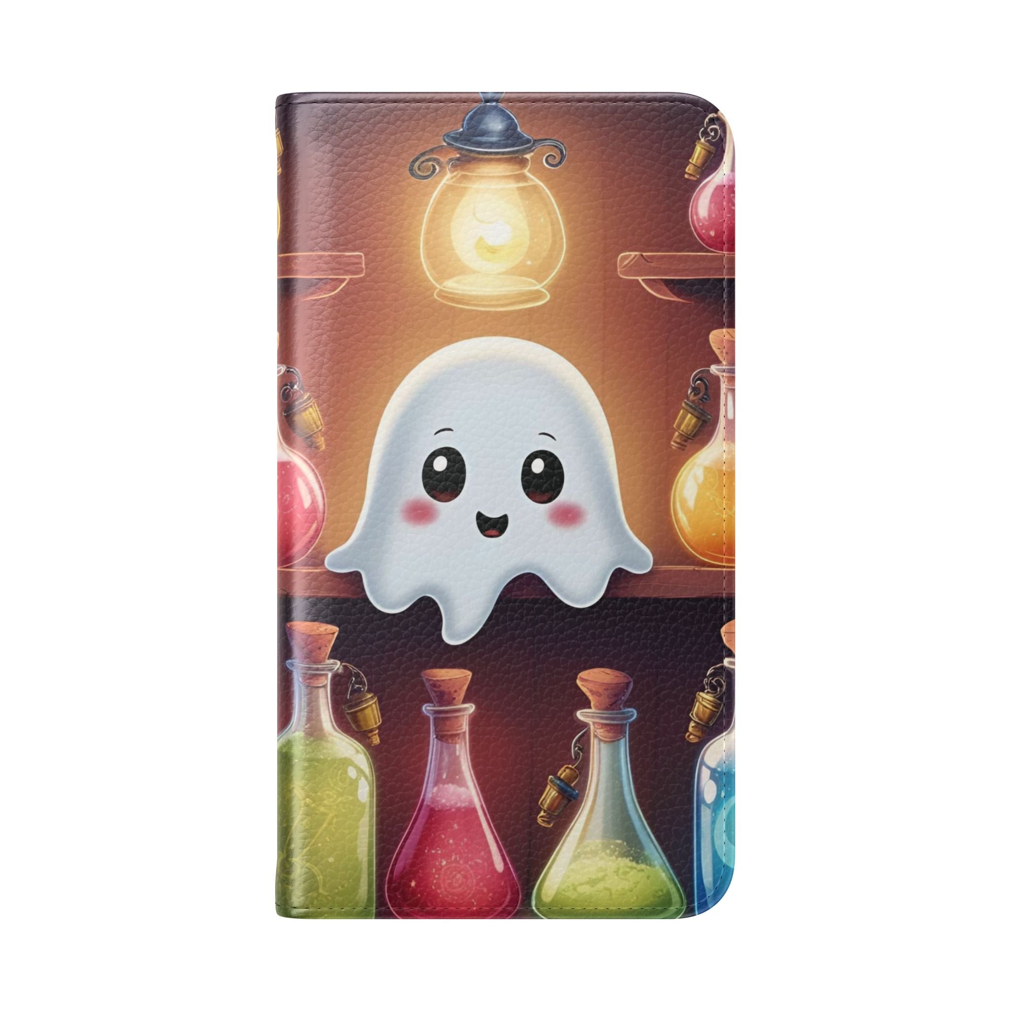 Apothecary Ghost Flip Wallet Case - Spooky Halloween Phone Case - Gothic Ghost Smartphone Case -  Ghost on a Shelf Wallet Case