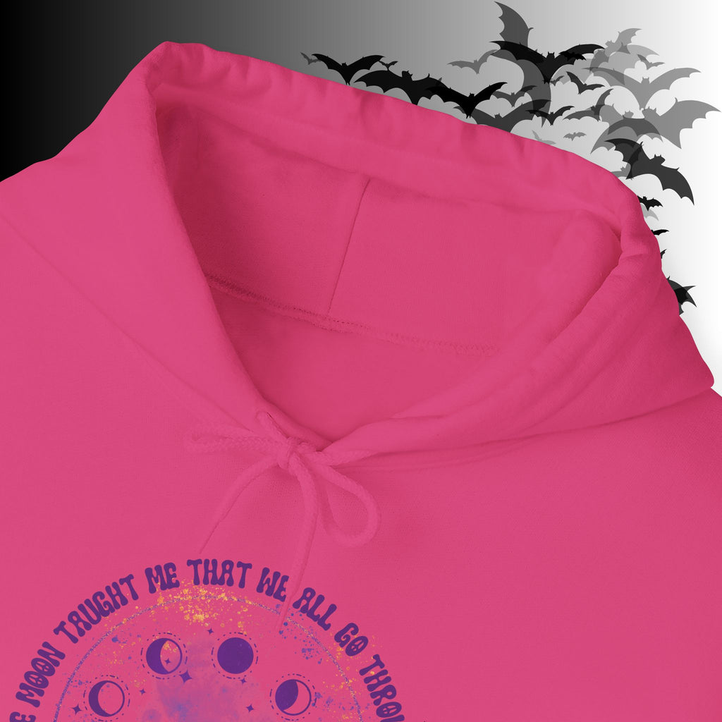 The Moon Taught Me We All Go Through Phases Hoodie — Witchy Moon Phase Pullover
