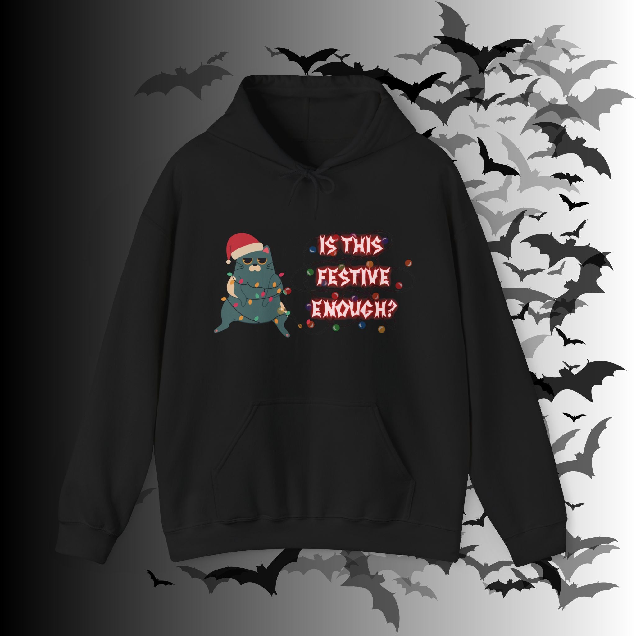 Is This Festive Enough Cat Hoodie — Grumpy Christmas Cat Pullover