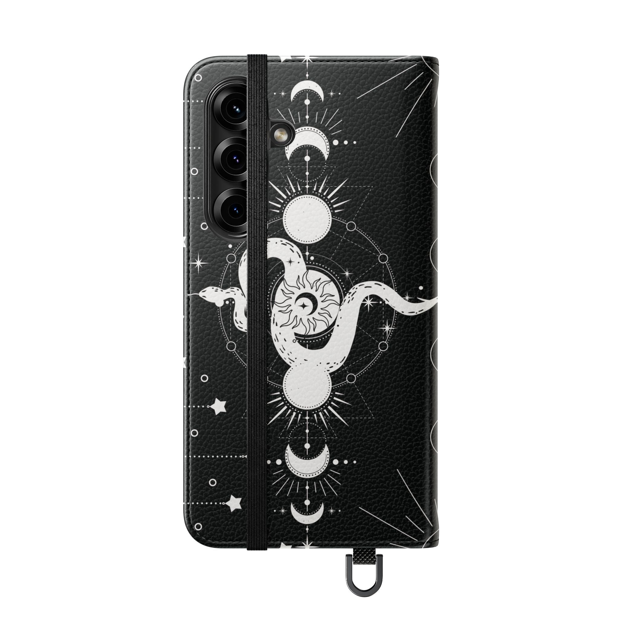 Gothic Style Celestial Snake Moon Phases Wallet Flip PhoneCase - Celestial Style Phone Case for iPhone and Samsung - Moon Phases Wallet Case