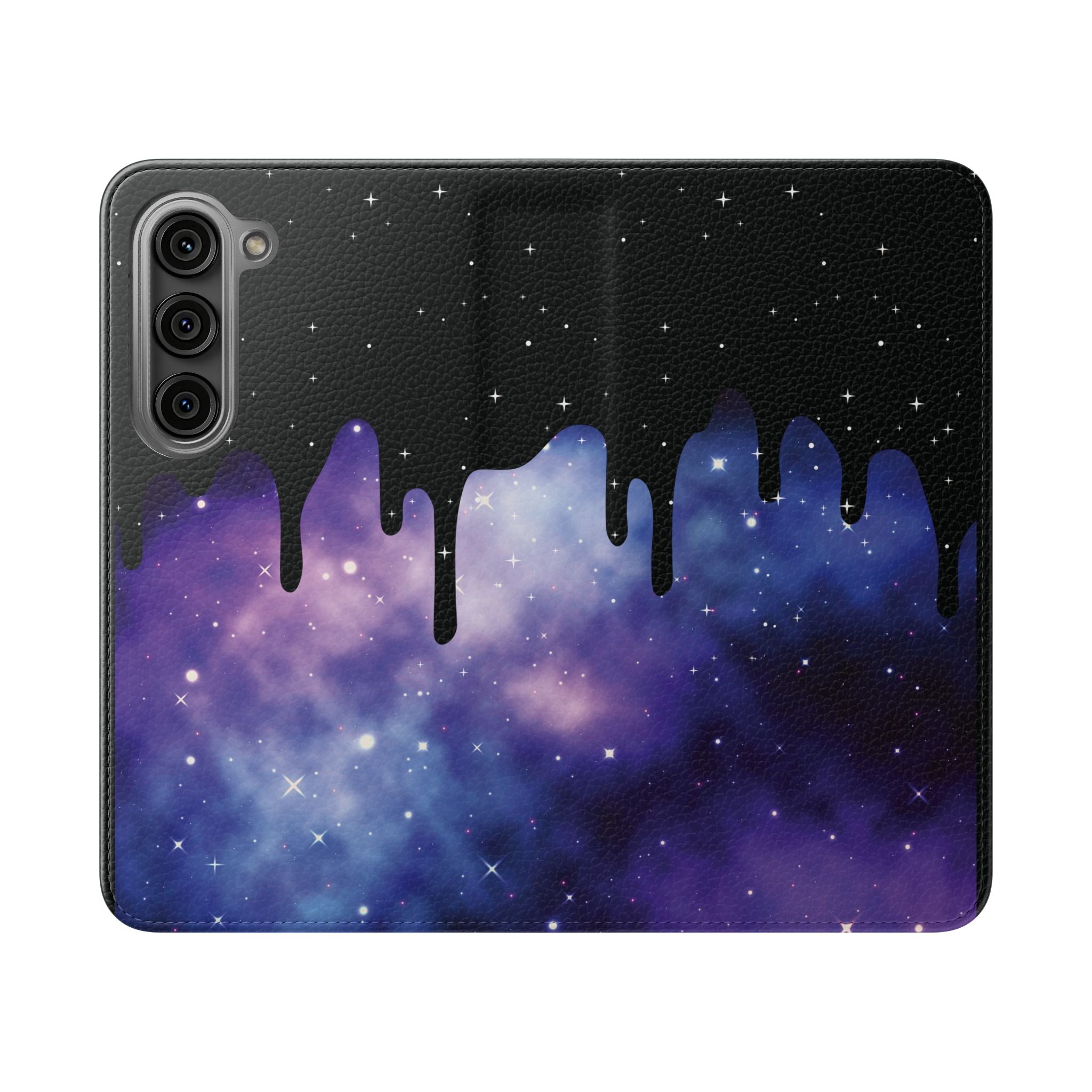 Pastel Goth Drippy Galaxy Flip Wallet Phone Case - Wallet Case for Samsung and iPhone - Gothic Style Wallet Phone Cases