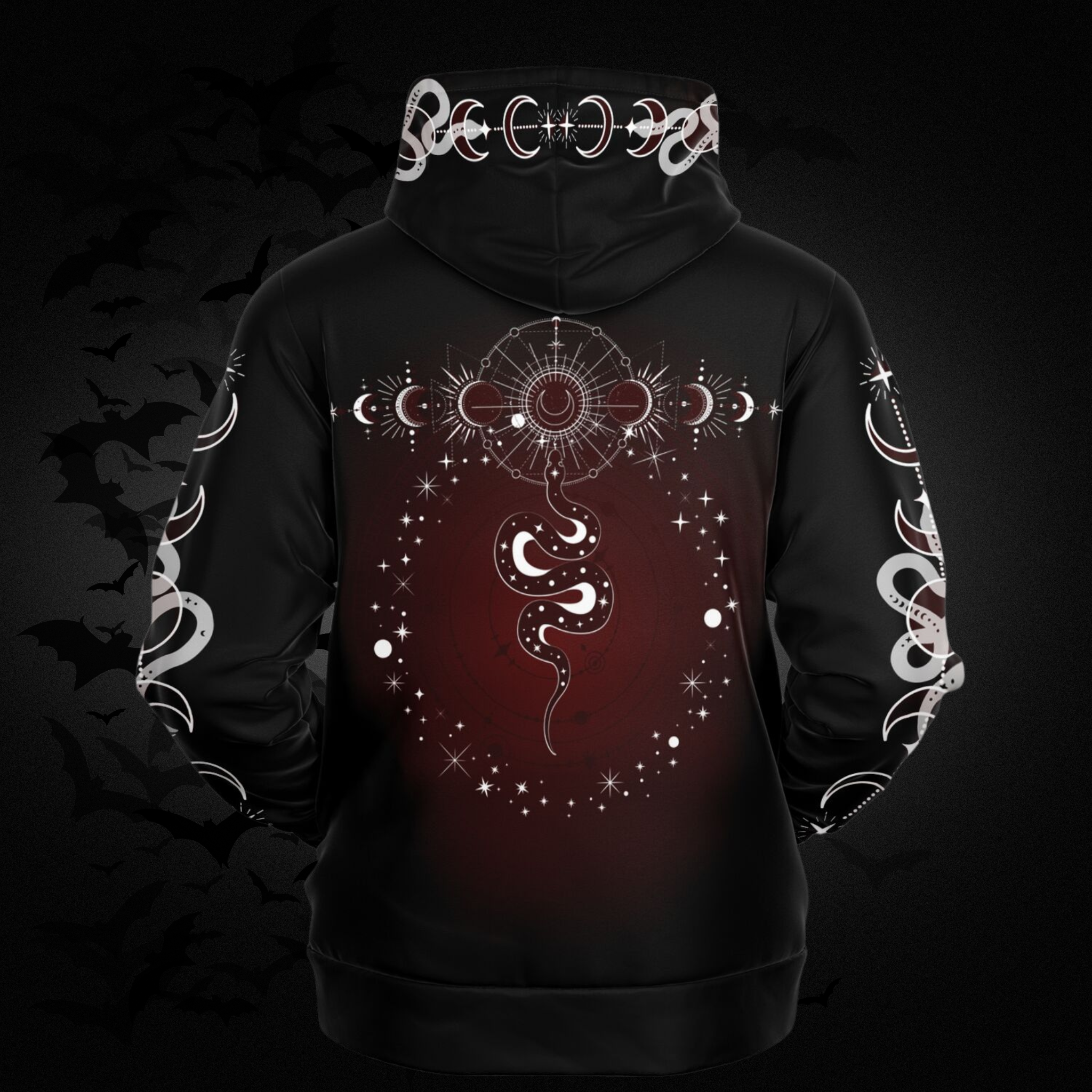 Celestial Serpent All Over Print Hoodie – Crimson