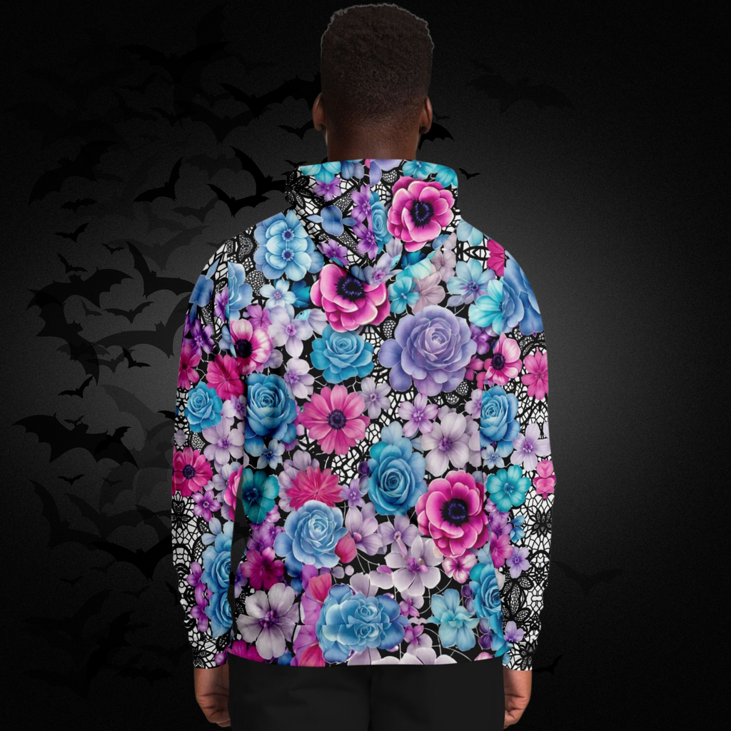 Pastel Goth Floral Skull Hoodie — Gothic Skull Unisex All Over Print