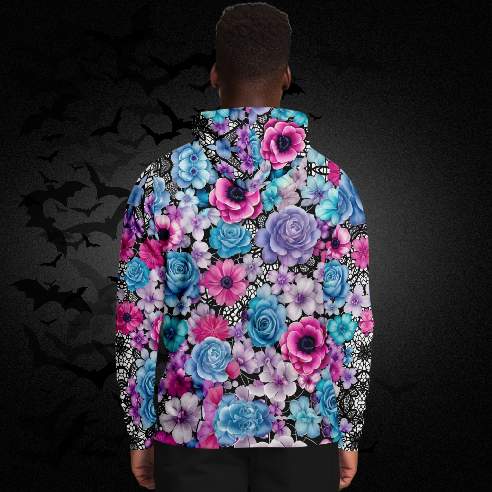 Pastel Goth Floral Skull Hoodie — Gothic Skull Unisex All Over Print