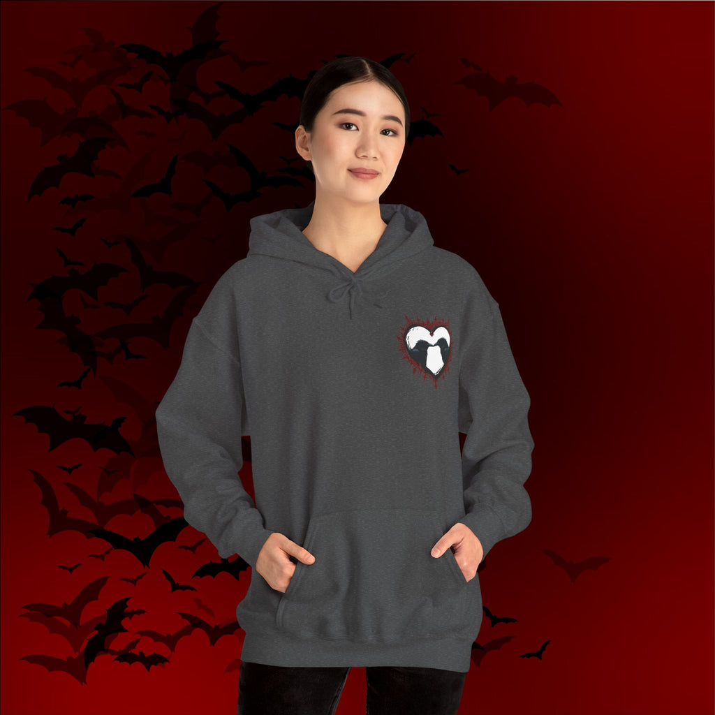 Gothic Raven Heart Hoodie — Dark Romance Valentine's Day Couples Pullover