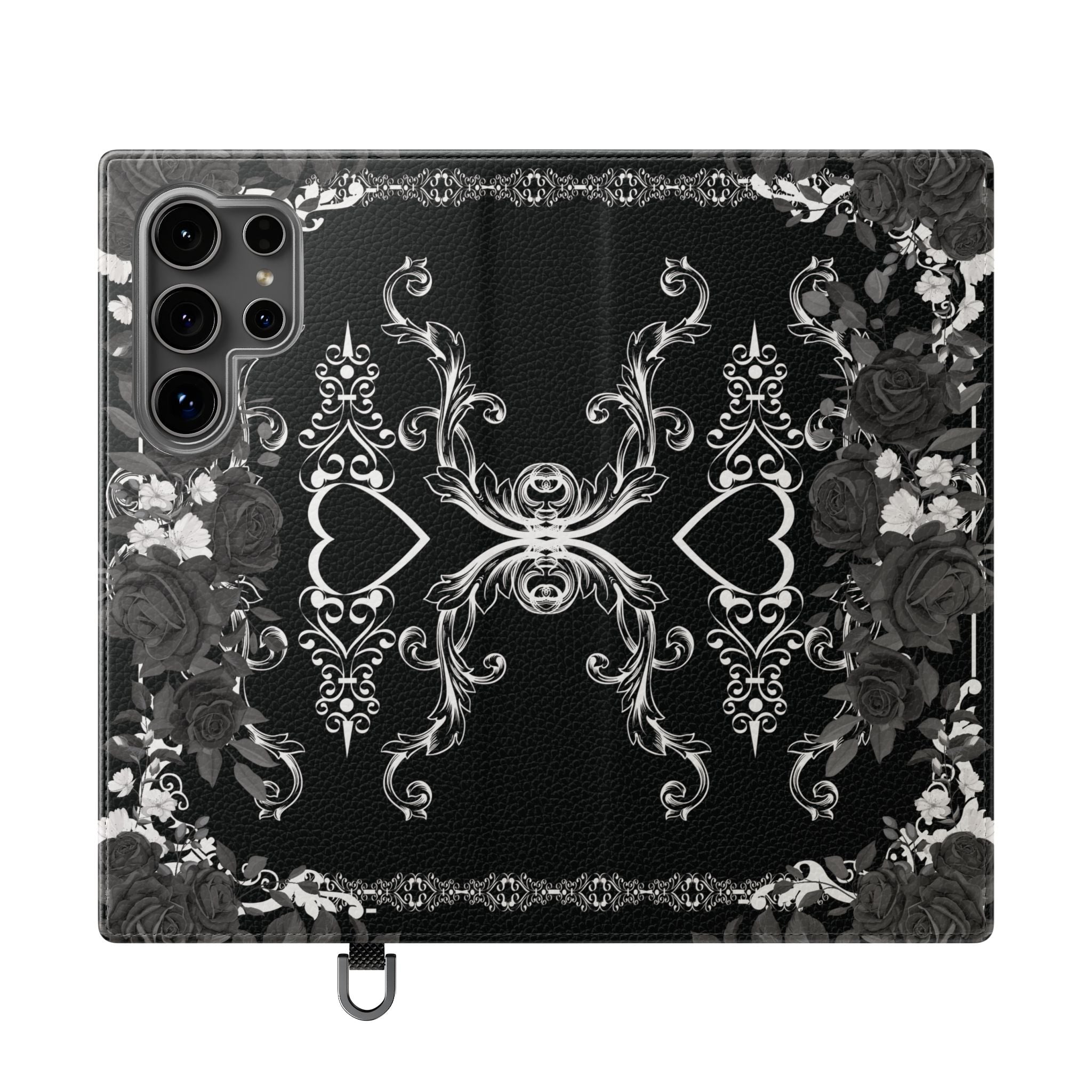 Romantic Goth Wallet Flip Case - Goth Botanical Phone Case
