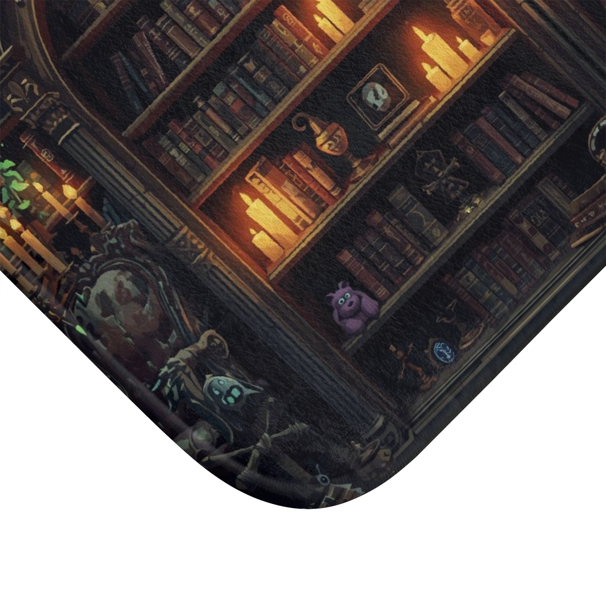 Whimsigoth Bookcase Bath Mat — Gothic Library Dark Fantasy Bathroom Decor