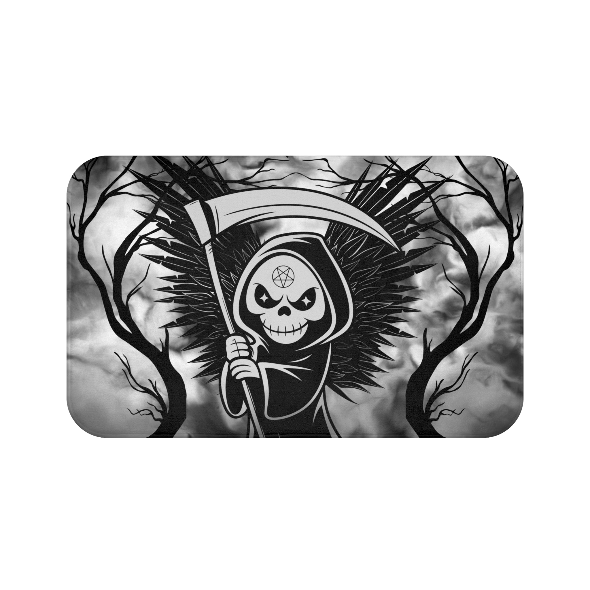 Gothic Grim Reaper Bath Mat — Dark Macabre Bathroom Decor