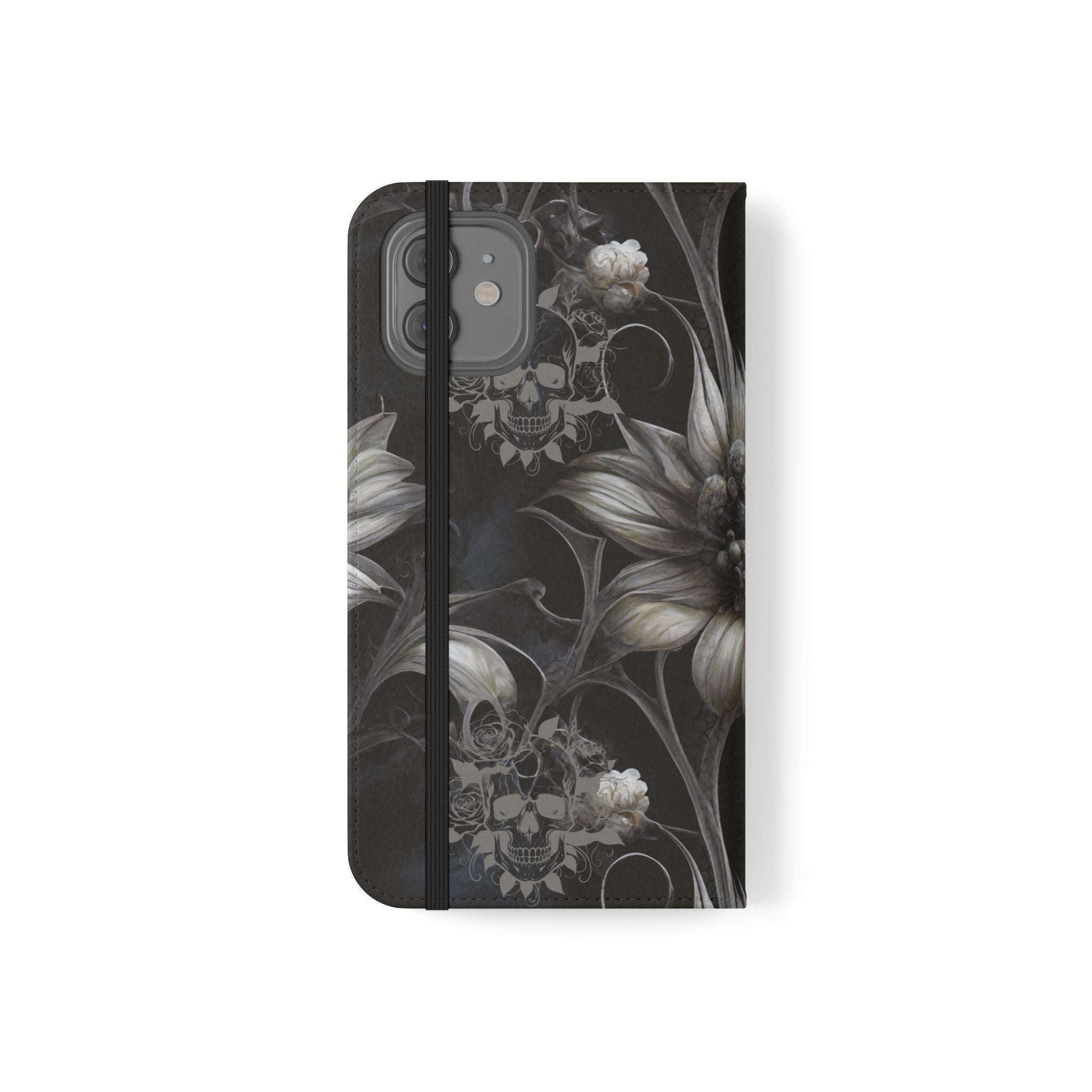 Goth Botanical Flip Wallet Case for iPhone and Samsung Galaxy Phones