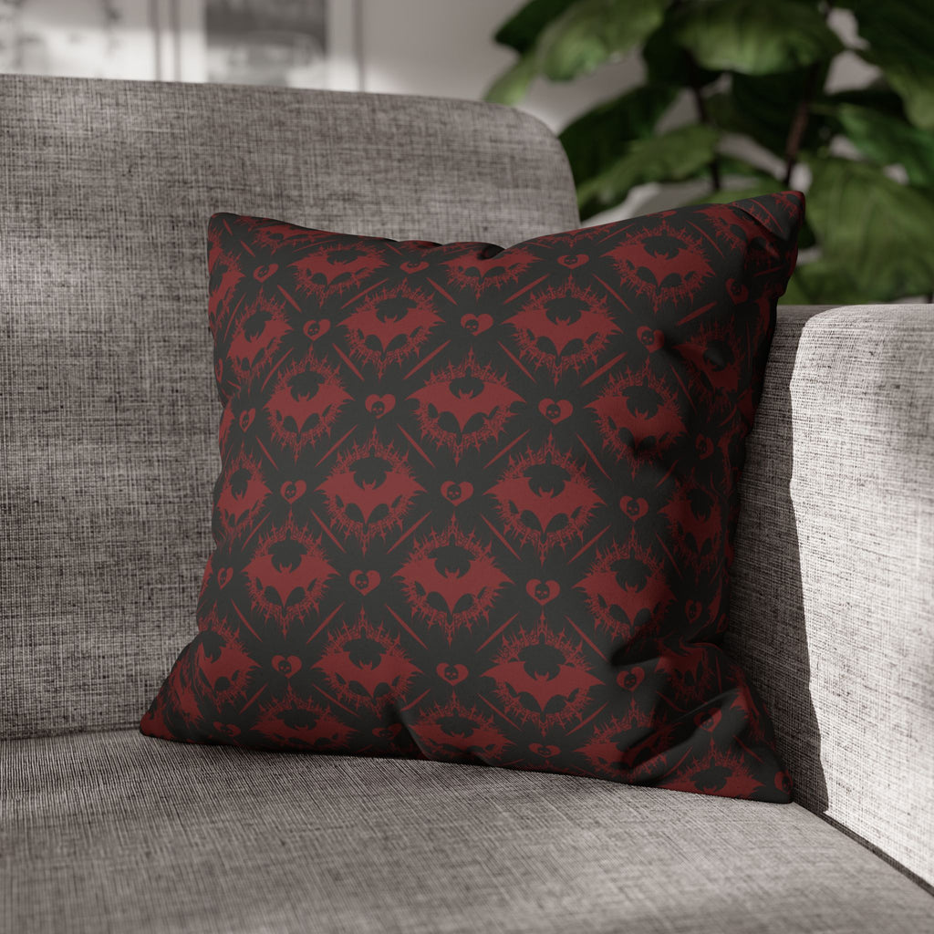 Gothic Bat Diamond Pattern Throw Pillow — Midnight Black Dark Home Decor