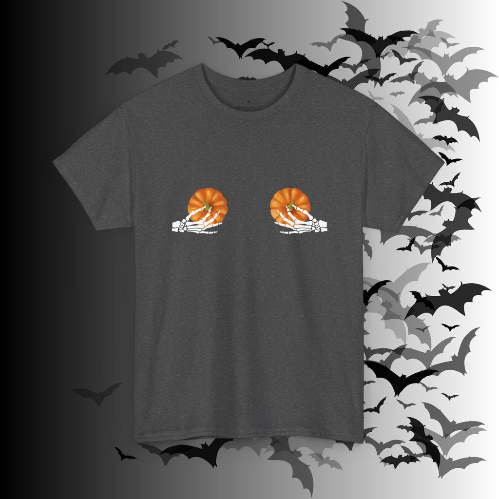 Skeleton Hands Pumpkin Halloween T-Shirt — Funny Spooky Season Tee