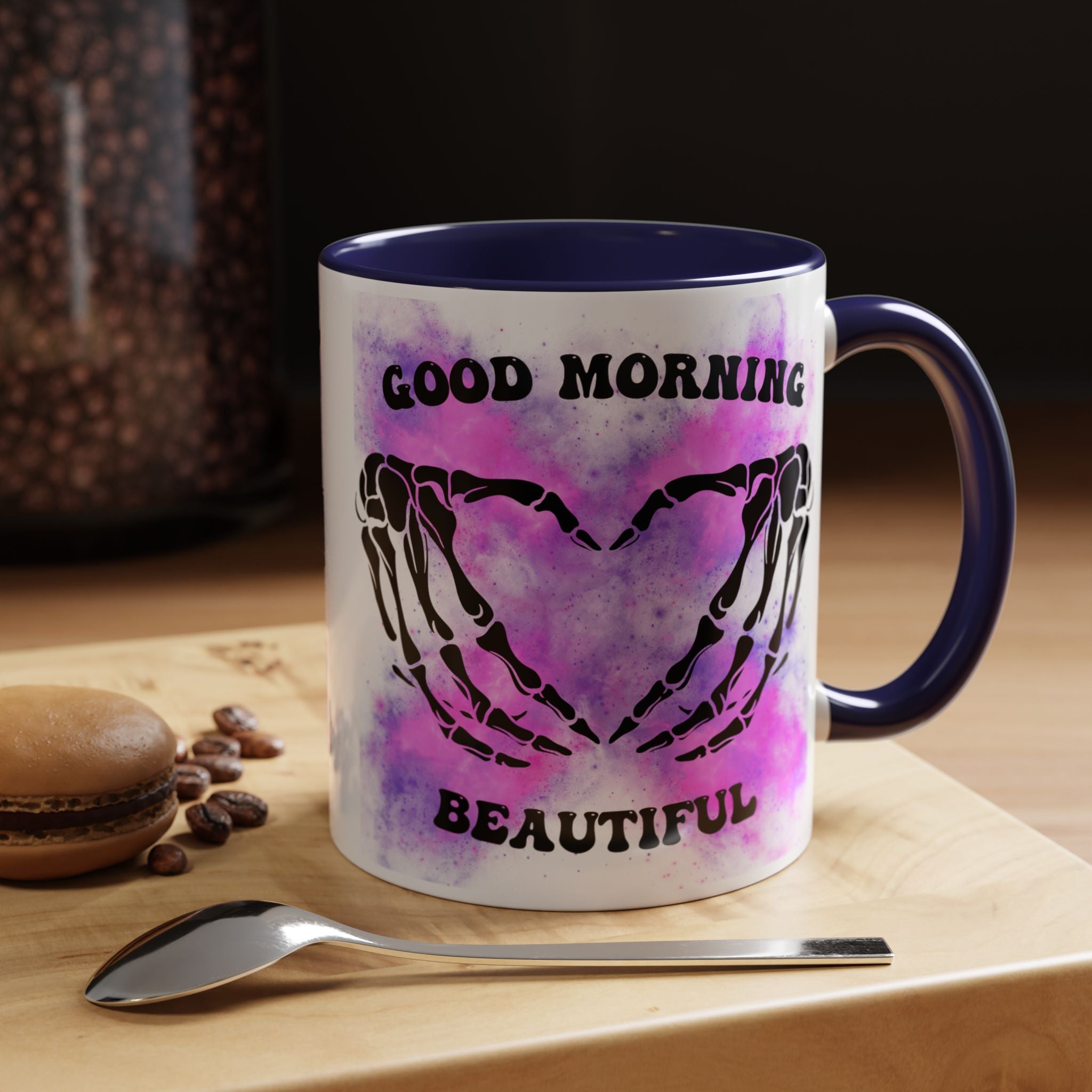 Good Morning Beautiful Fuck Off Skeleton Hands Accent Coffee Mug