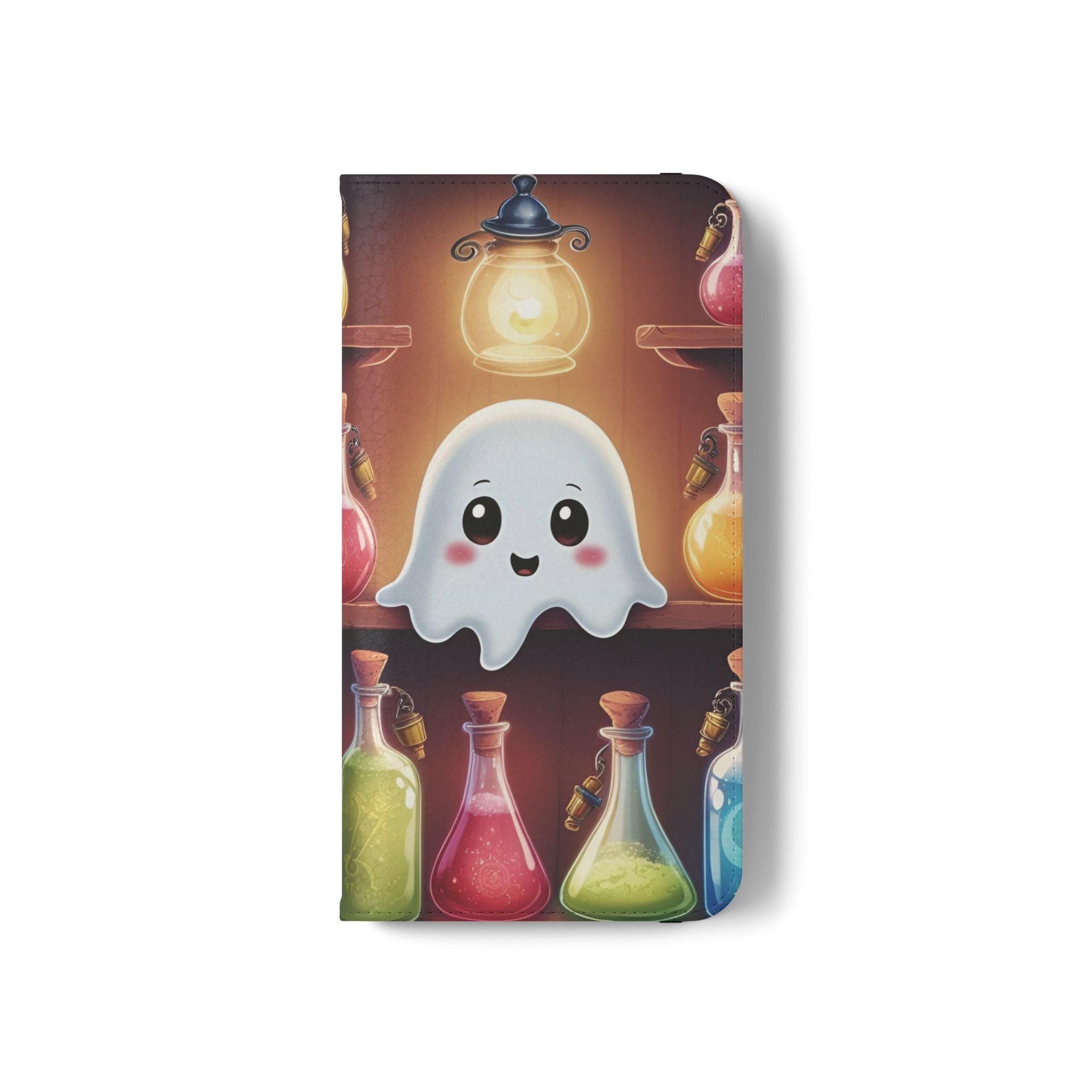 Apothecary Ghost Flip Wallet Case - Spooky Halloween Phone Case - Gothic Ghost Smartphone Case -  Ghost on a Shelf Wallet Case