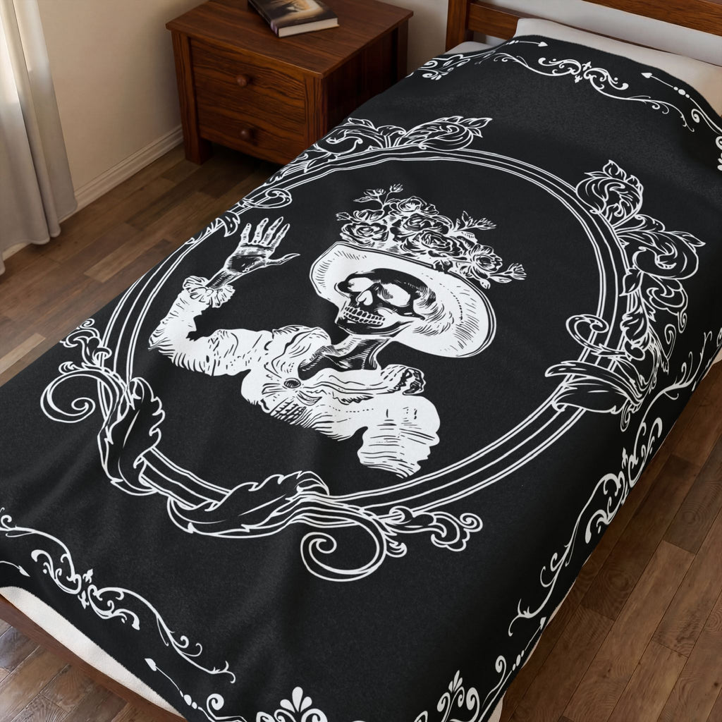 Victorian Skeleton Throw Blanket — Gothic Dark Academia Home Decor