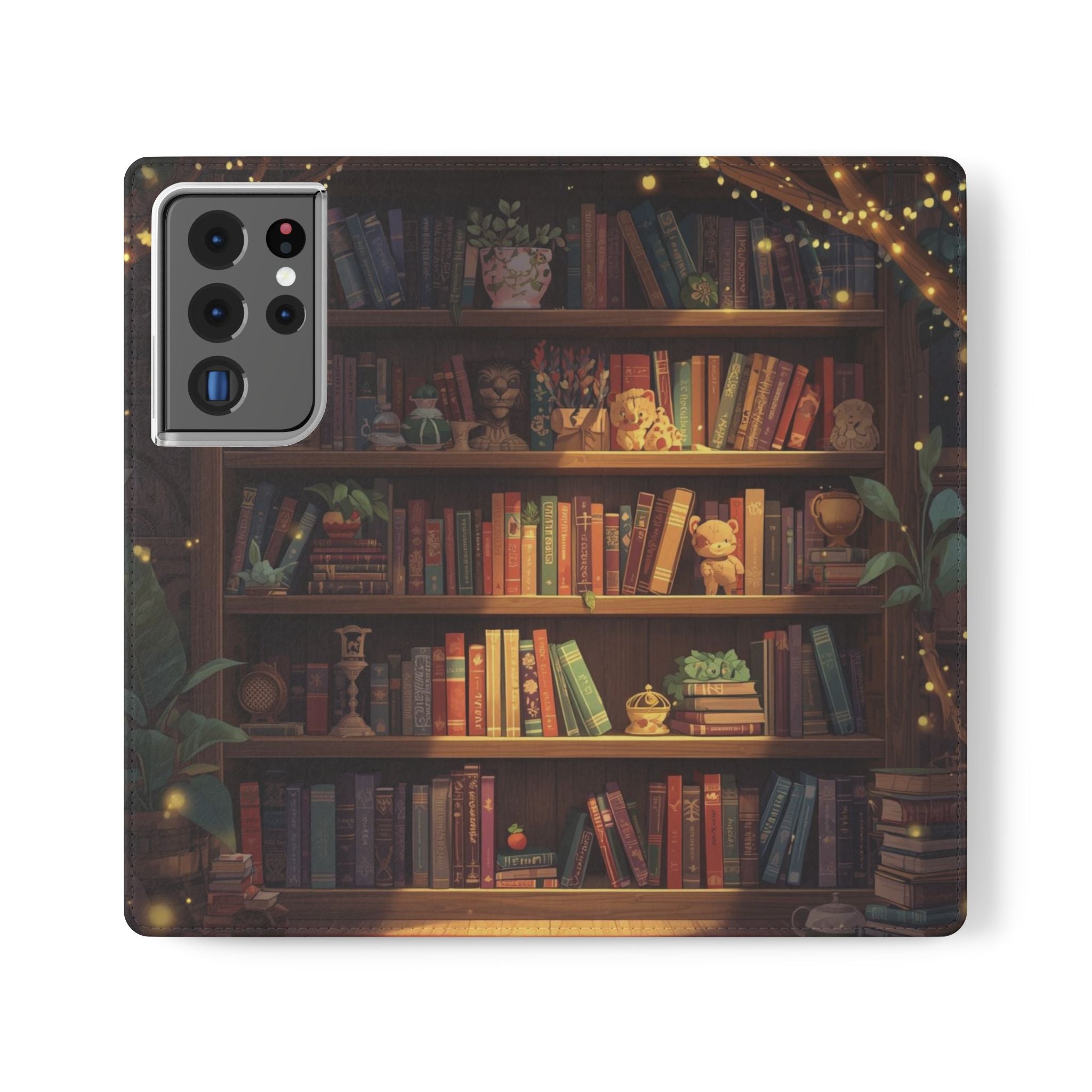 Whimsigoth Bookcase Wallet Flip Case - Romantasy Reader Phone Wallet - Book Pattern Flip Case - Bookish Phone Case