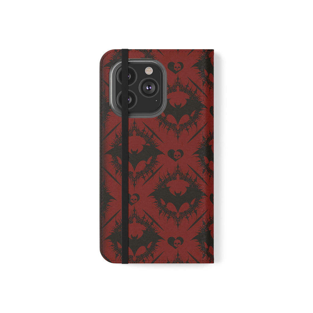 Copy of Gothic Bat Wallet Flip Case - Elegant Goth Phone Wallet - Bat Pattern Flip Case - Gothic Phone Case - Stylish Wallet Phone Case
