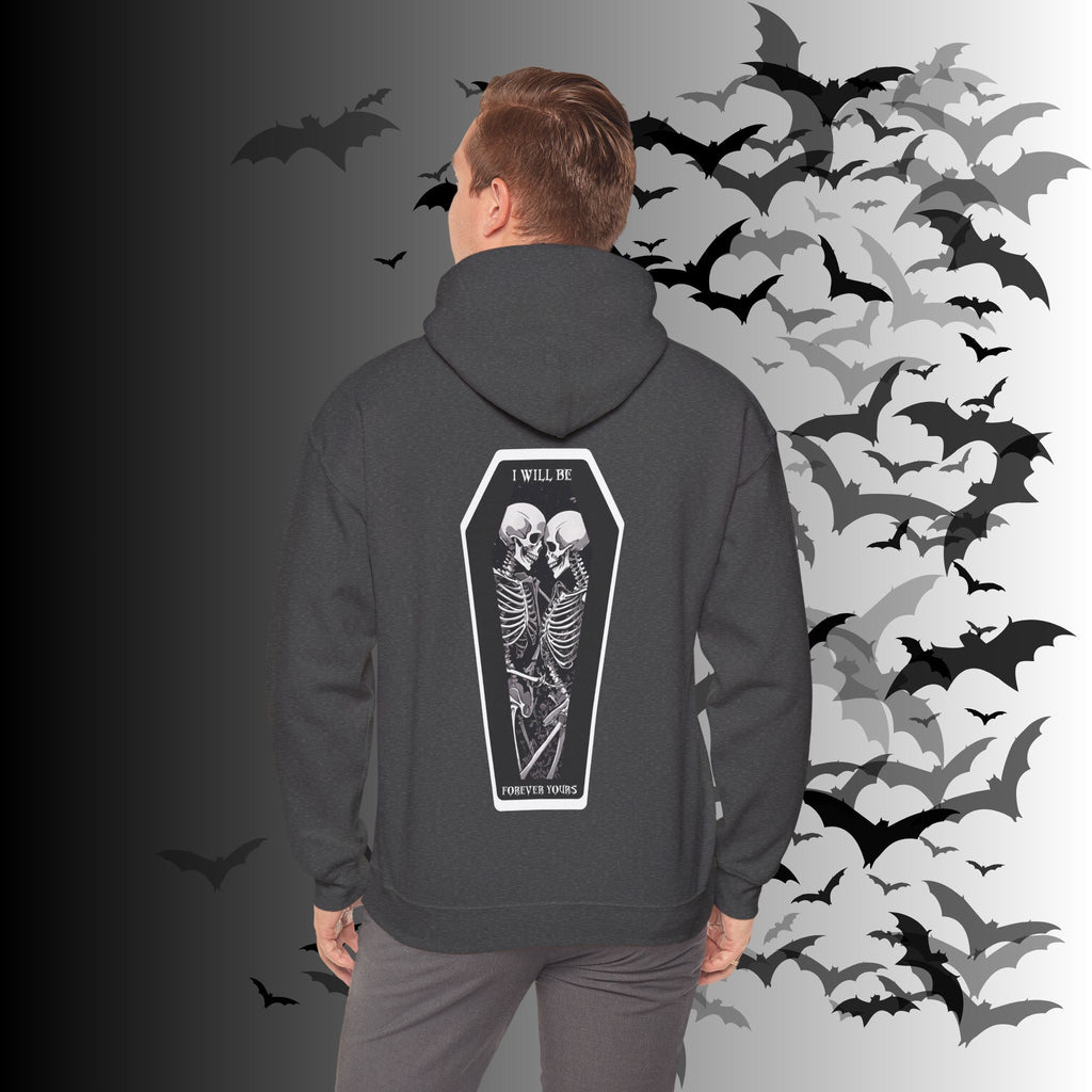 Gothic Skeleton "Forever Yours" Couples Hoodie — Dark Romance Front & Back Print