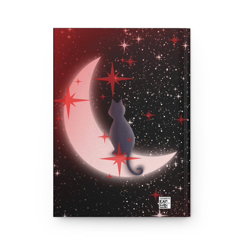 Gothic Black Cat Crescent Moon Journal — Dark Celestial Hardcover